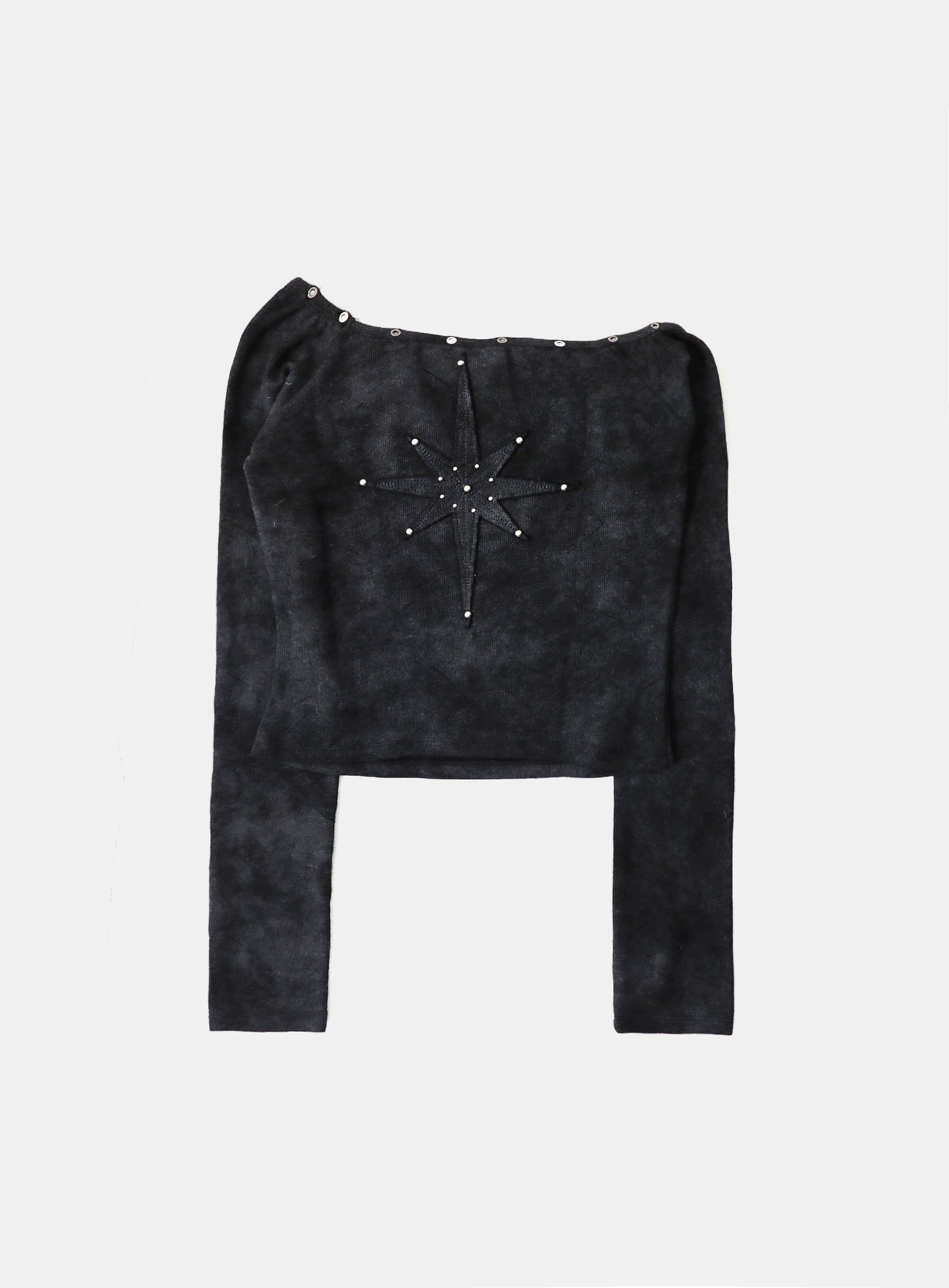 Badblood Studded Cosmo Patch Asymmetric Top - Black