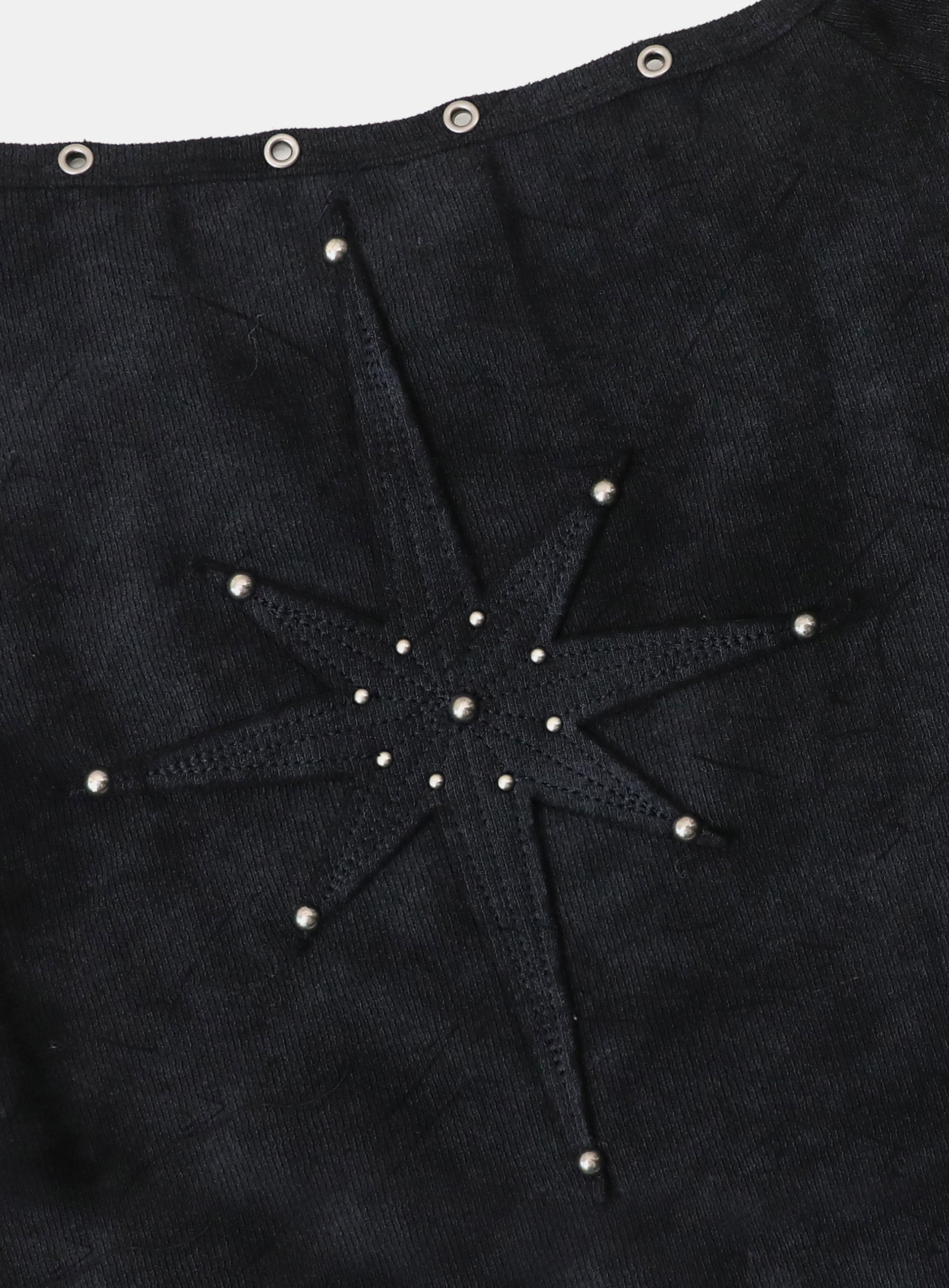 Badblood Studded Cosmo Patch Asymmetric Top - Black