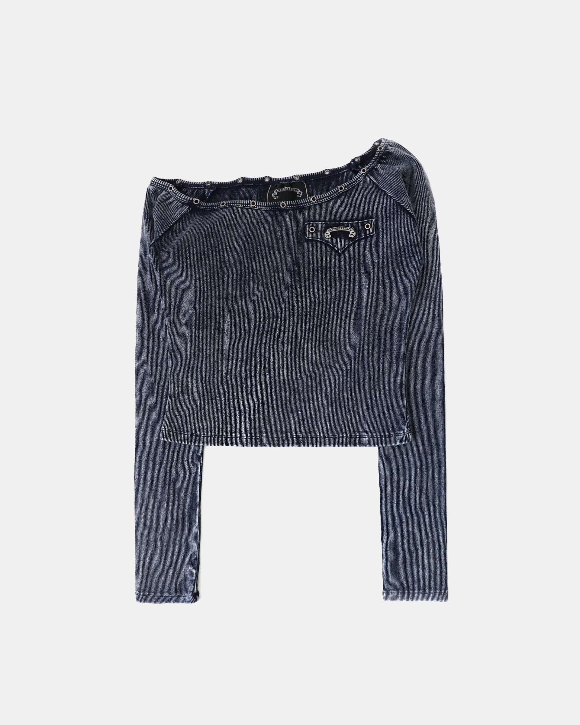 Badblood Studded Cosmo Patch Asymmetric Top - Blue