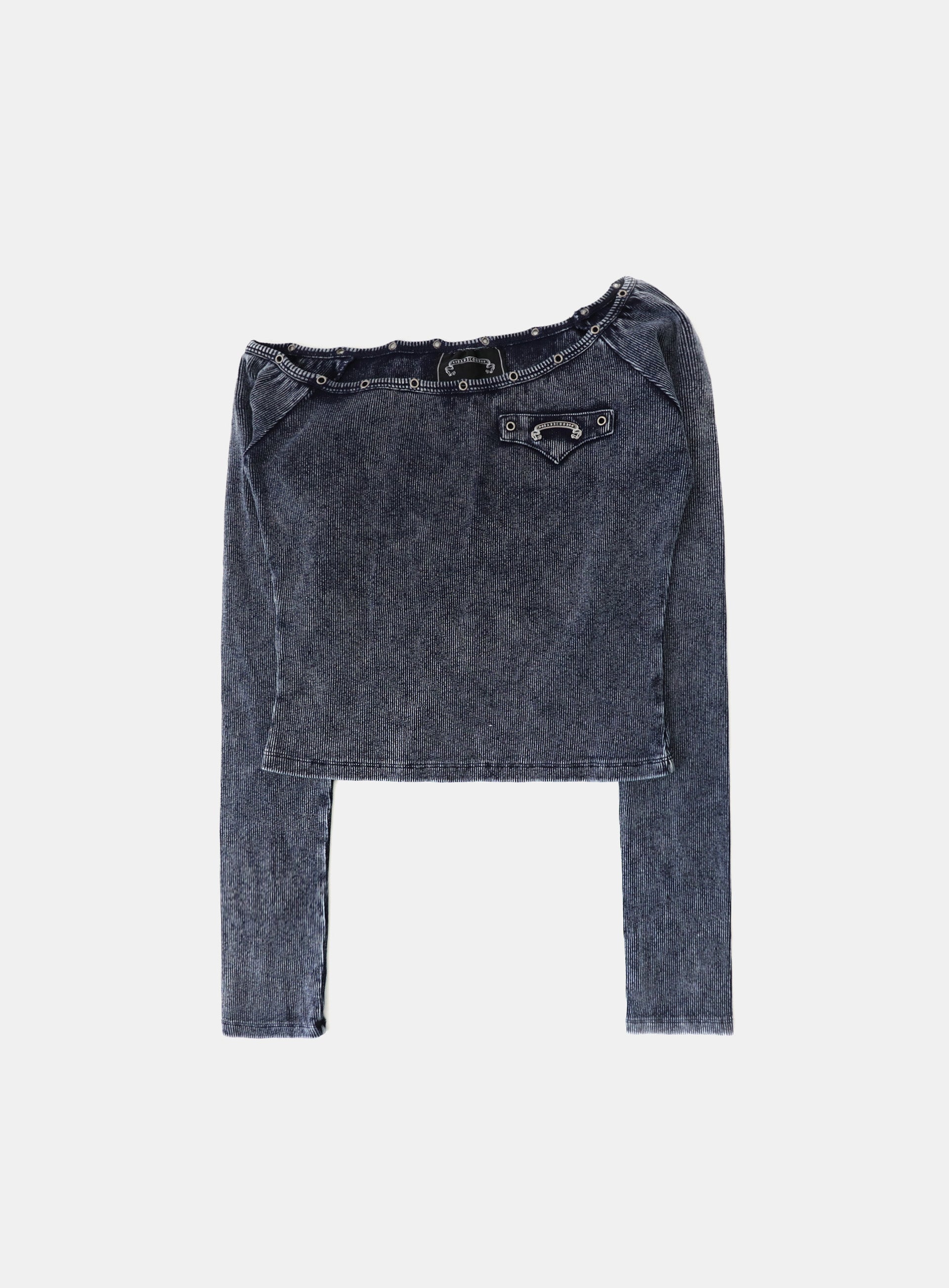 Badblood Studded Cosmo Patch Asymmetric Top - Blue