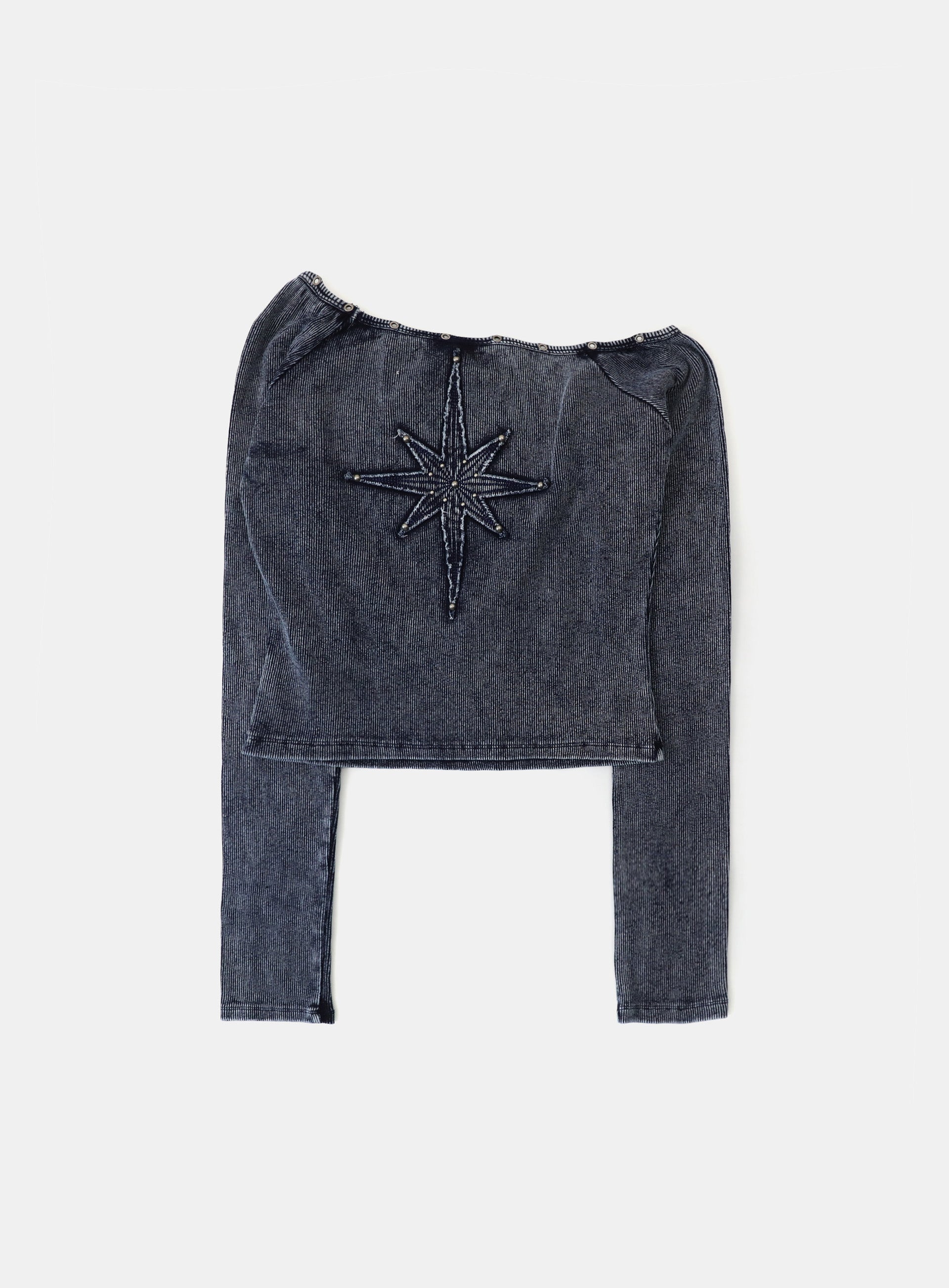 Badblood Studded Cosmo Patch Asymmetric Top - Blue