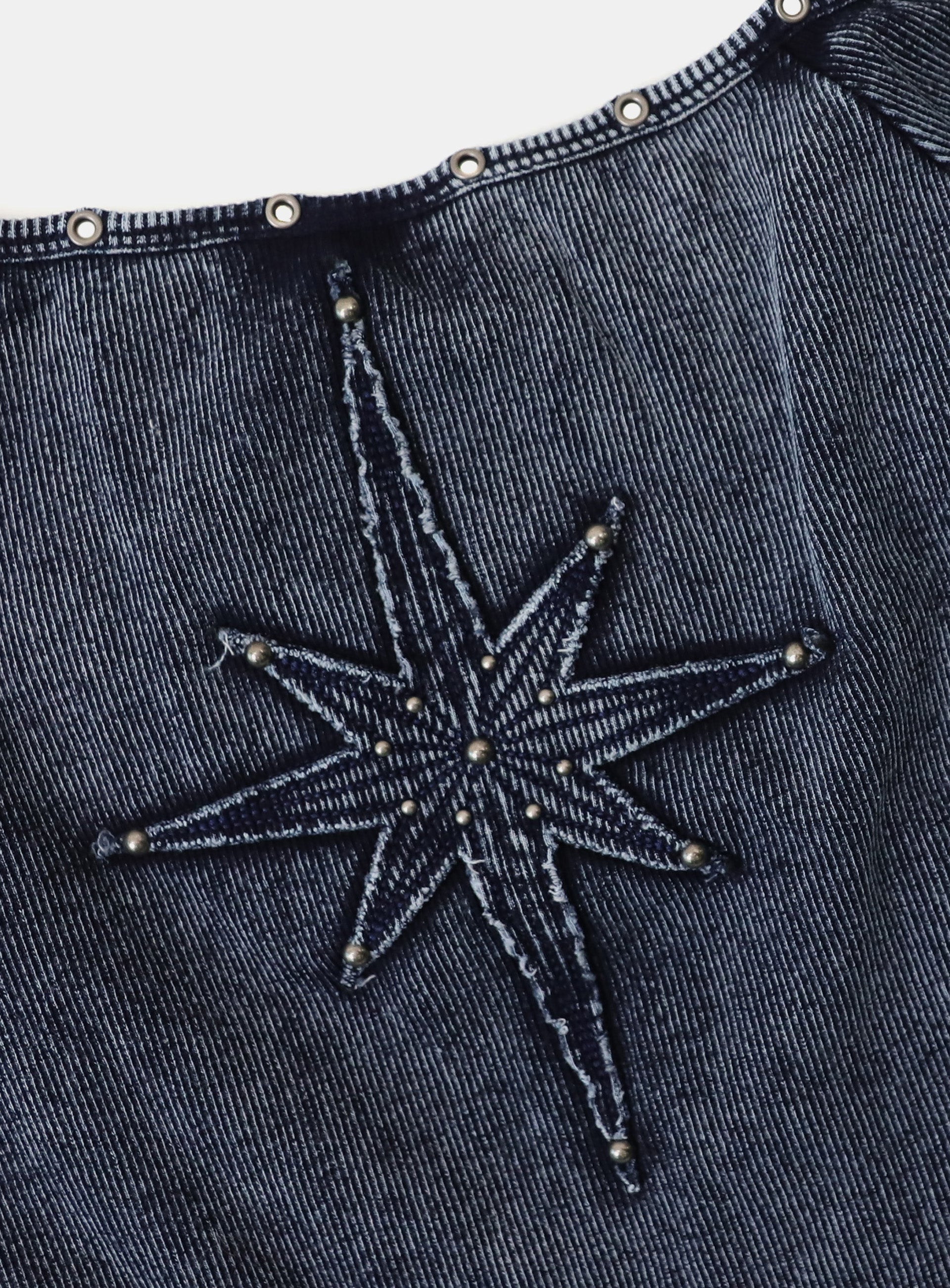 Badblood Studded Cosmo Patch Asymmetric Top - Blue