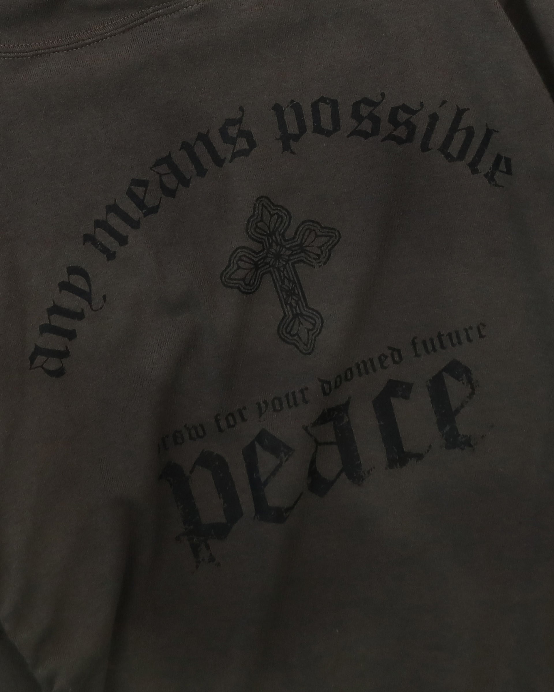 Badblood PEACE NOT WAR Slim Cutout Hoodie - Charcoal