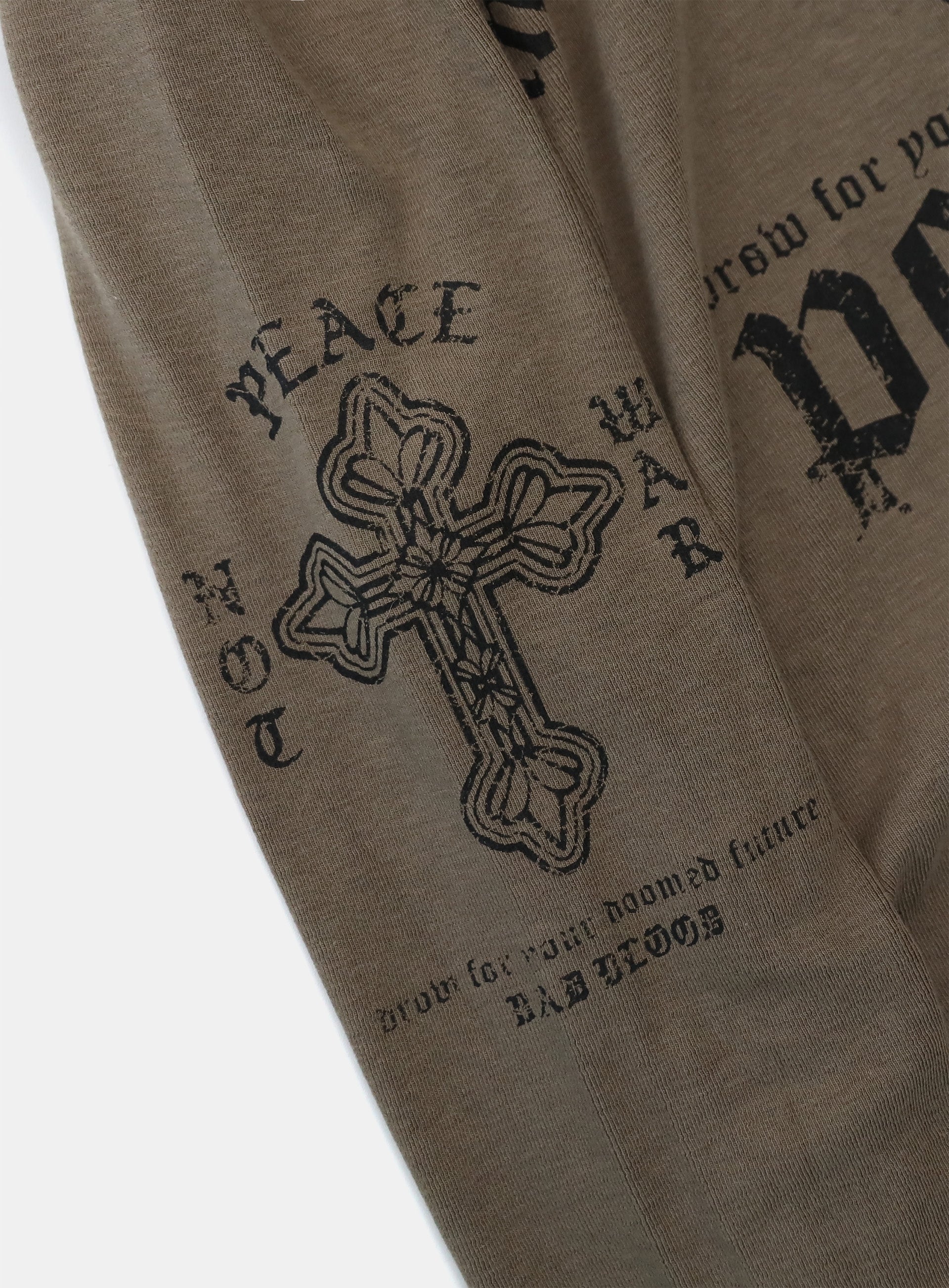 Badblood PEACE NOT WAR Slim Cutout Hoodie - Tobacco