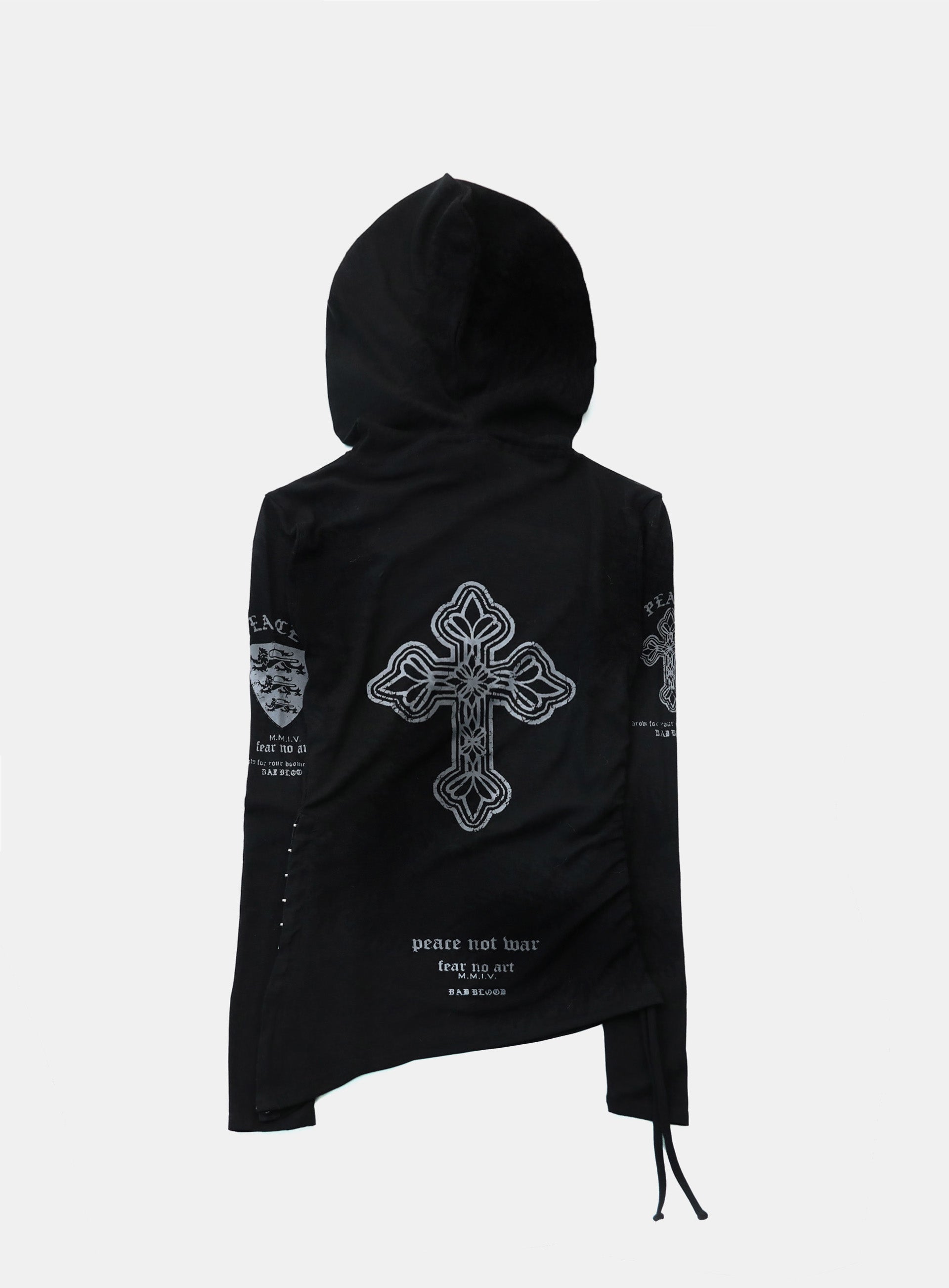Badblood PEACE NOT WAR Slim Cutout Hoodie - Black