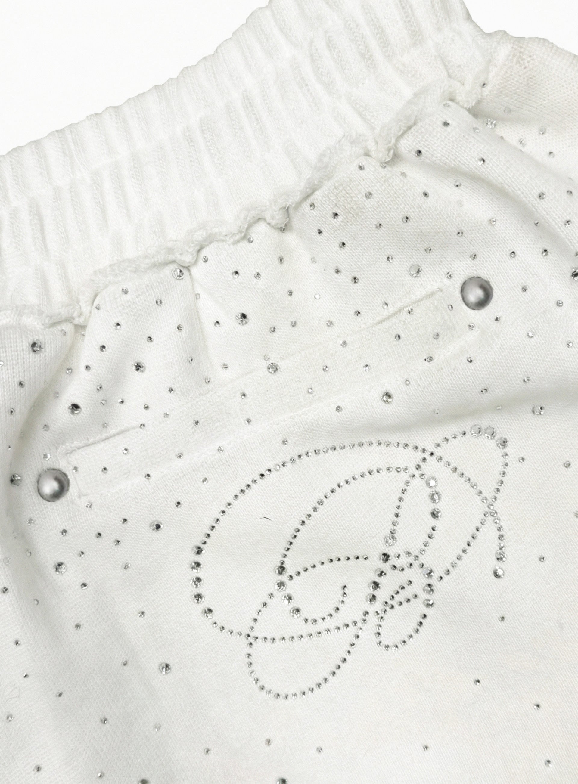 Badblood Dark Classic Rhinestone Jogger - White