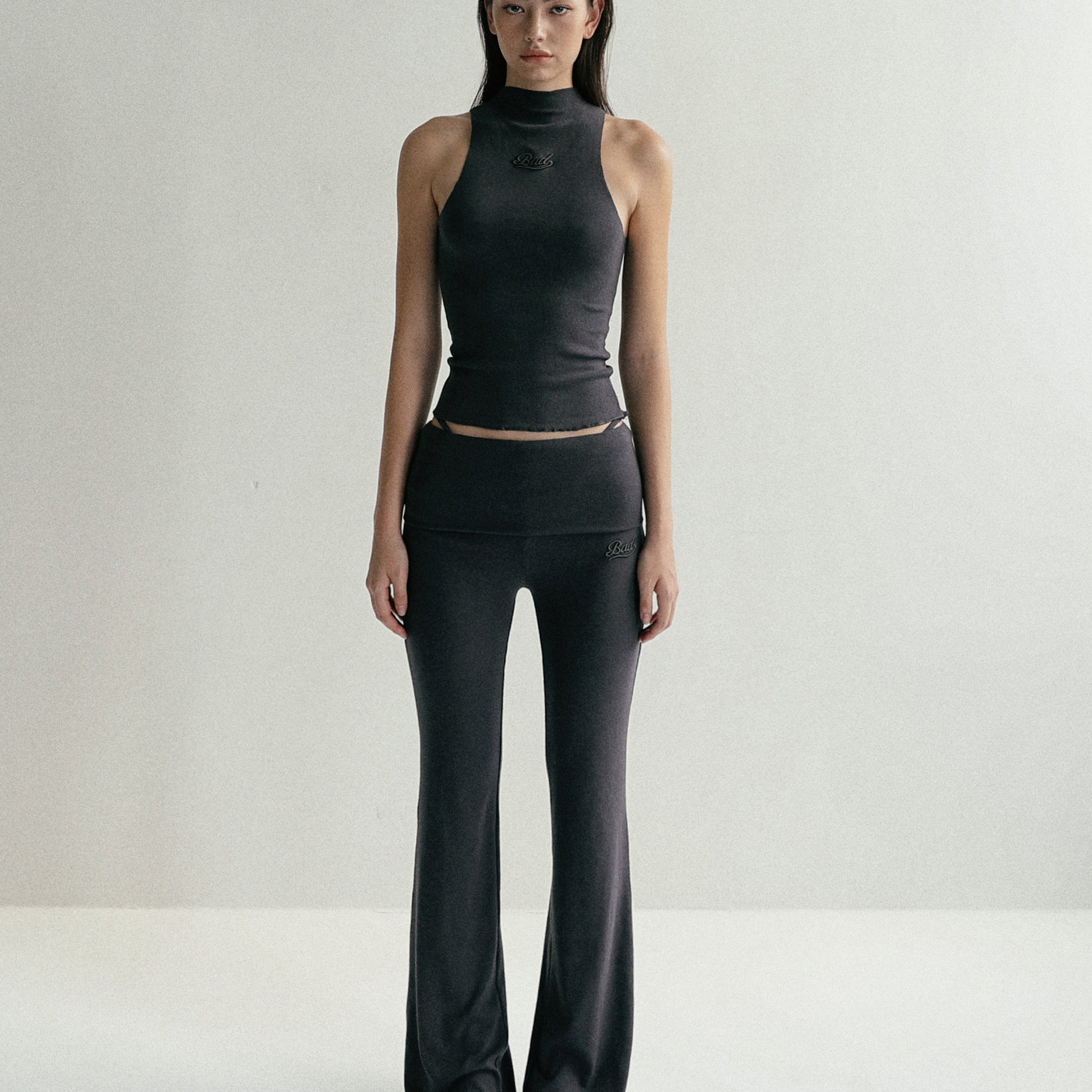 Badblood Beyond Soft Fold Over Bootcut Pants - Charcoal