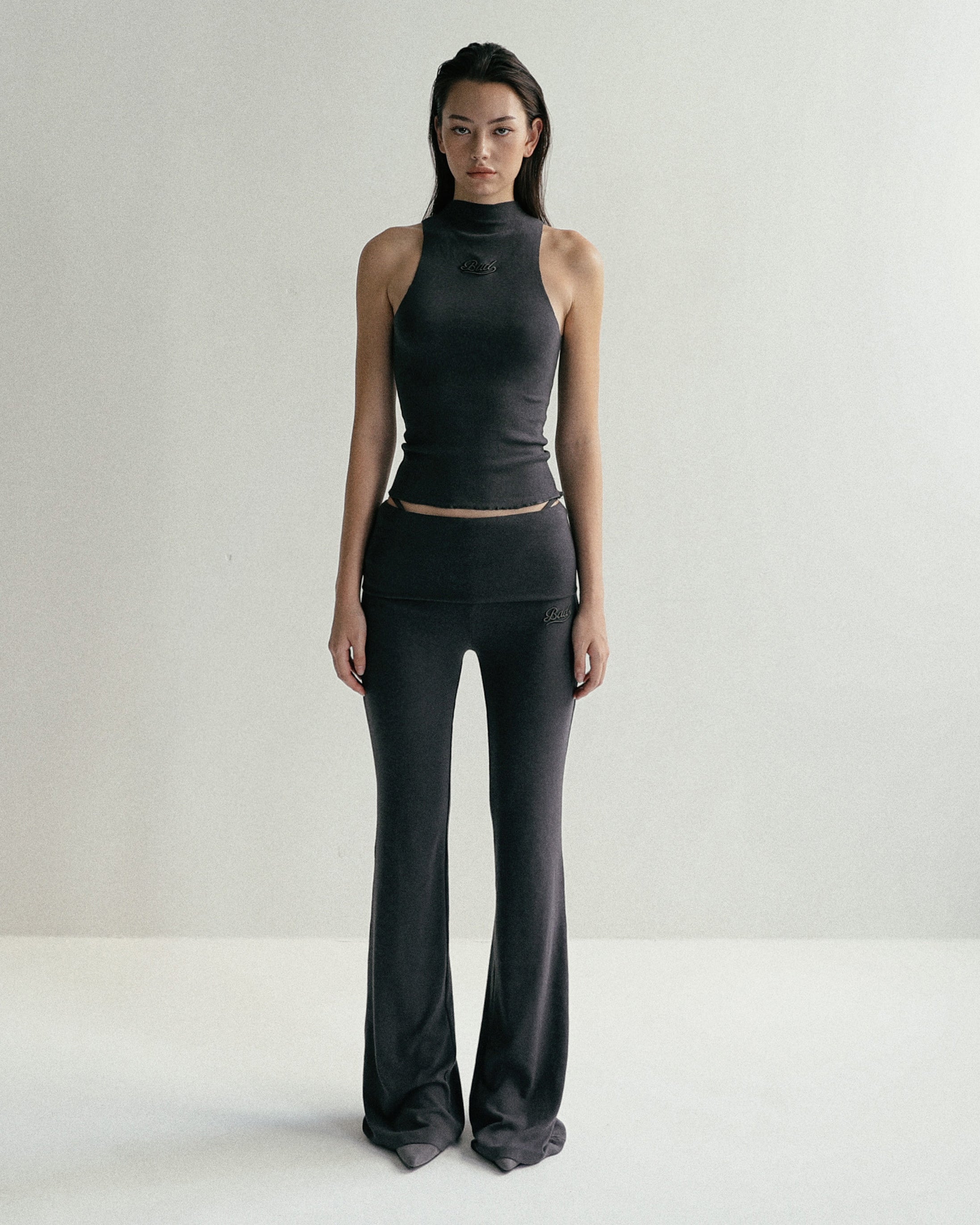 Badblood Beyond Soft Fold Over Bootcut Pants - Charcoal