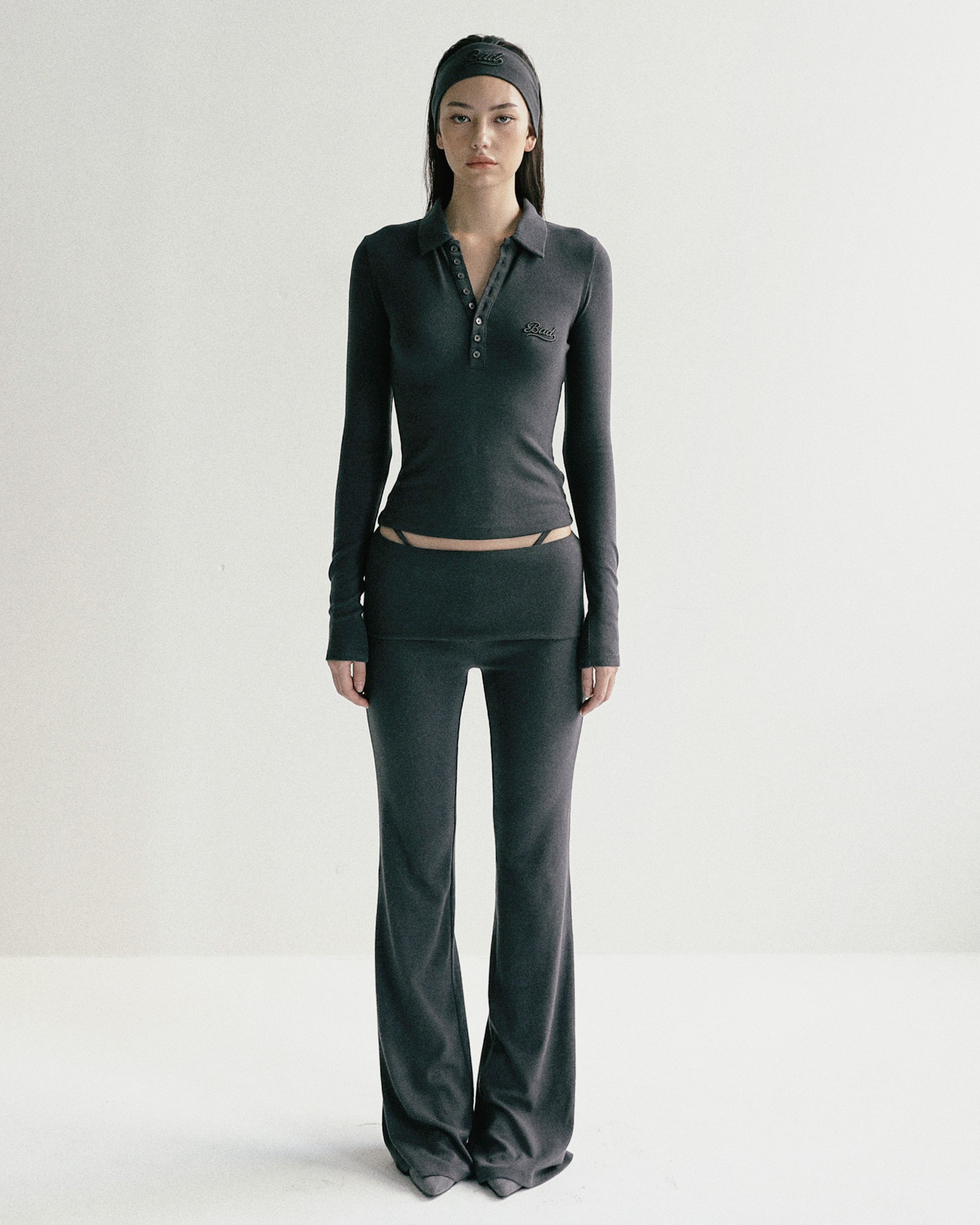 Badblood Beyond Soft Fold Over Bootcut Pants - Charcoal