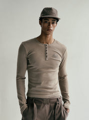 Badblood Beyond Soft Henley Neck Long Sleeve Tobacco