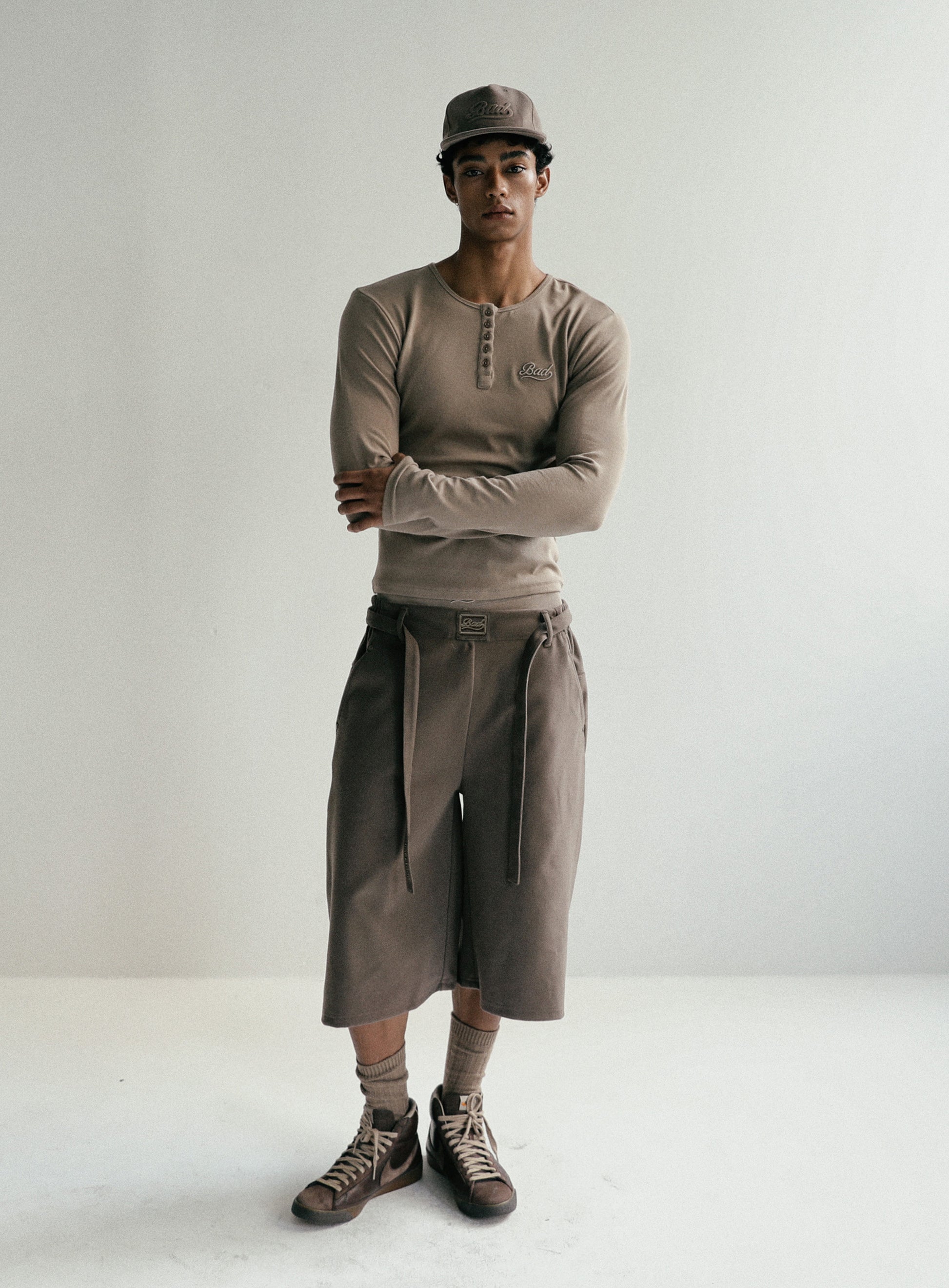 Badblood Beyond Soft Henley Neck Long Sleeve Tobacco