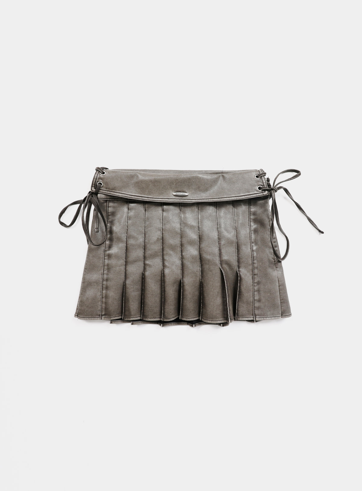 Badblood Washed Leather Pleated Skirt Ash