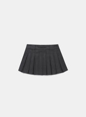 Badblood Wool Pleated Mini Skirt Charcoal/Striped