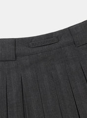 Badblood Wool Pleated Mini Skirt Charcoal/Striped