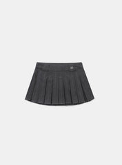 Badblood Wool Pleated Mini Skirt Charcoal/Striped