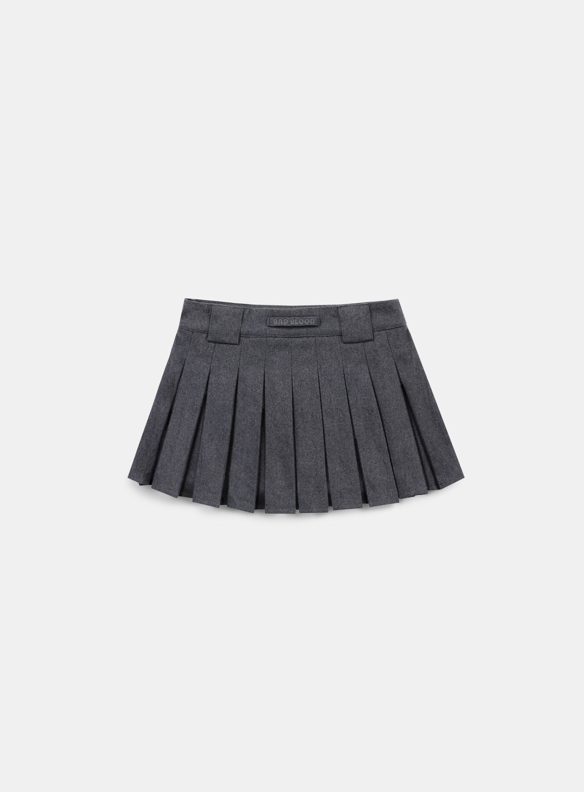 Badblood Wool Pleated Mini Skirt Grey