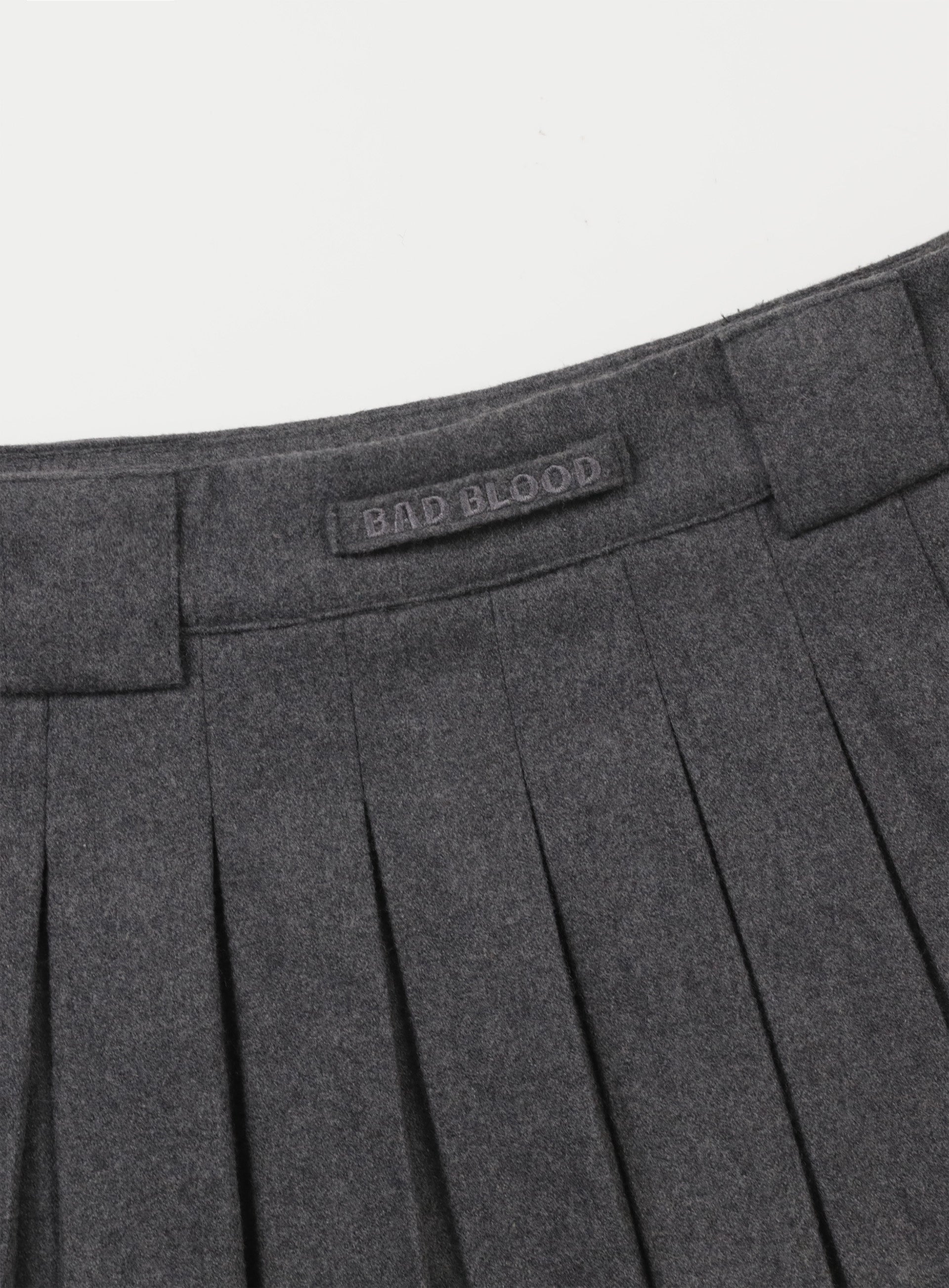 Badblood Wool Pleated Mini Skirt Grey