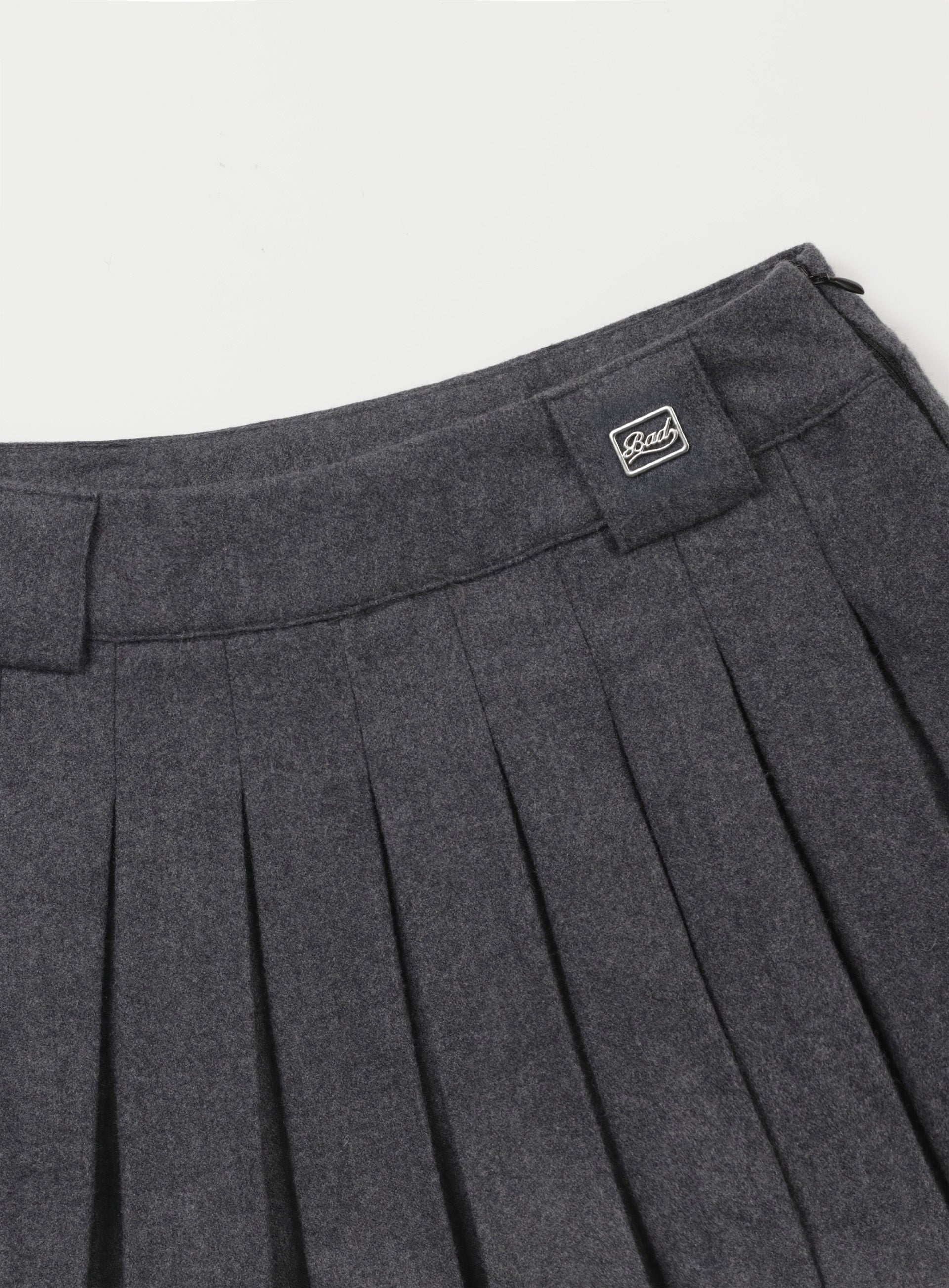 Badblood Wool Pleated Mini Skirt Grey