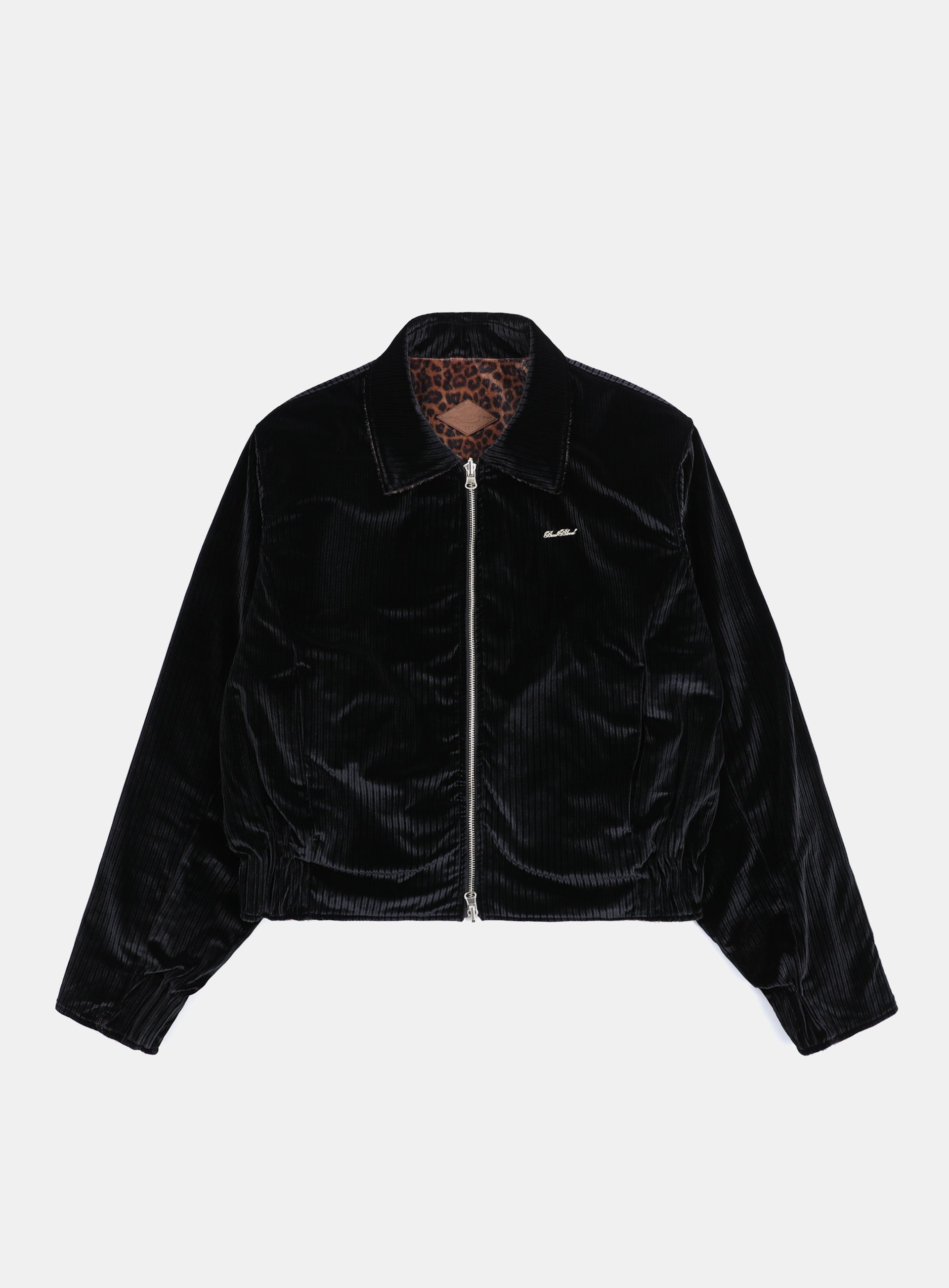 Badblood Leopard Reversible Velvet Harrington Jacket Black