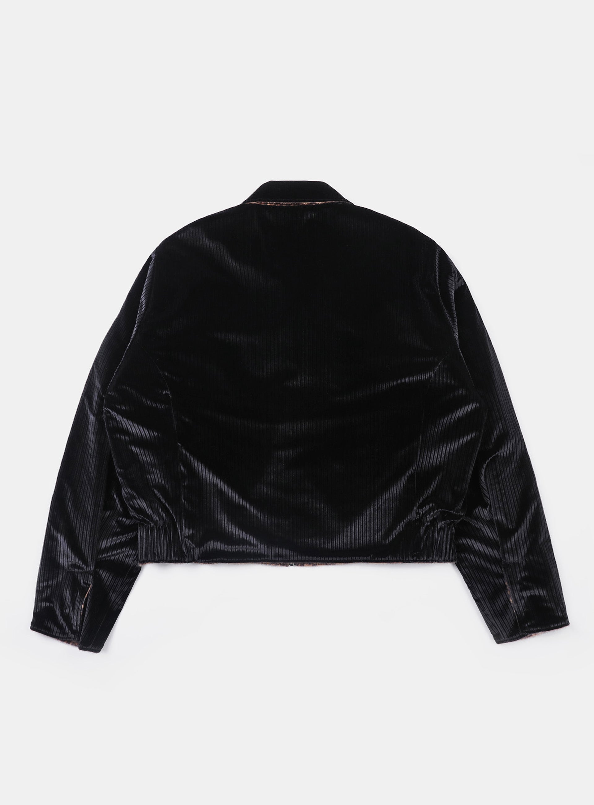 Badblood Leopard Reversible Velvet Harrington Jacket Black