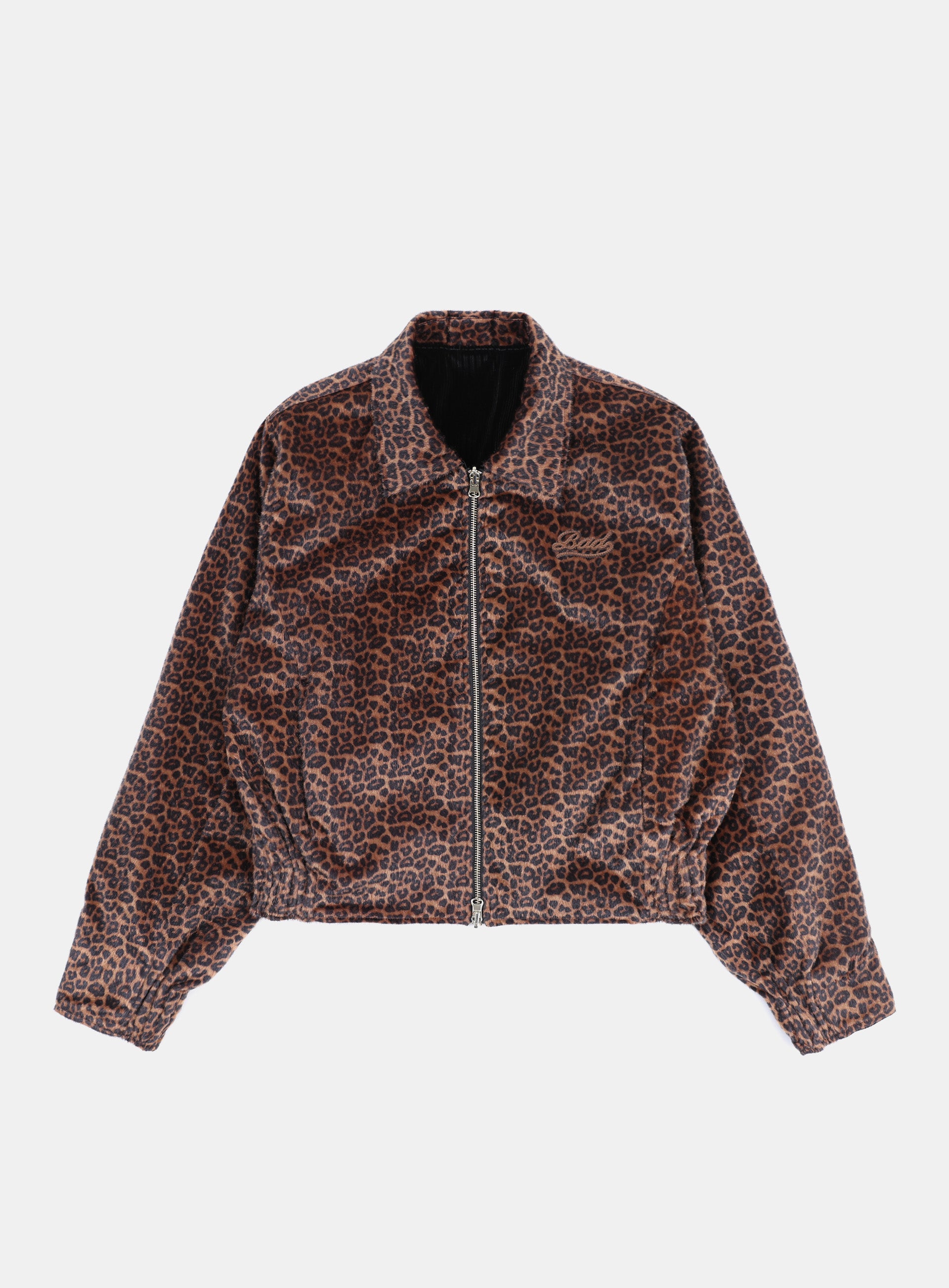 Badblood Leopard Reversible Velvet Harrington Jacket Black