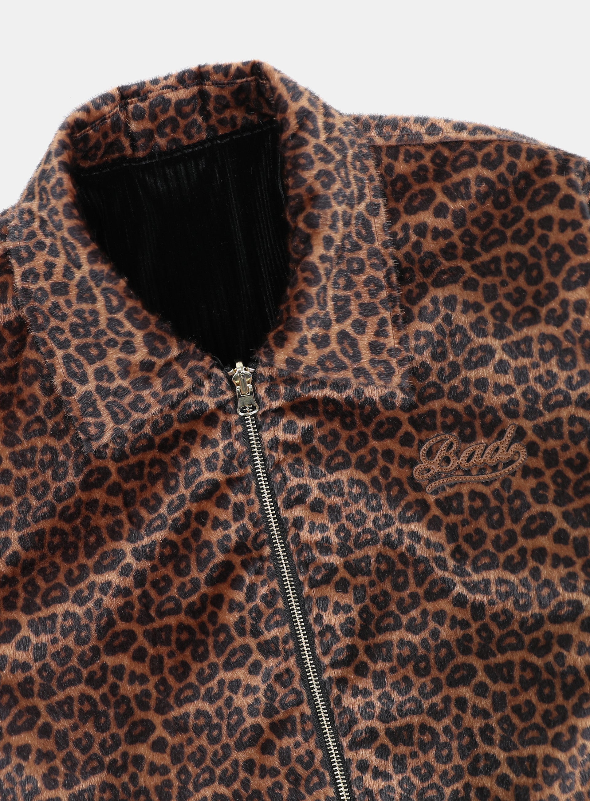 Badblood Leopard Reversible Velvet Harrington Jacket Black