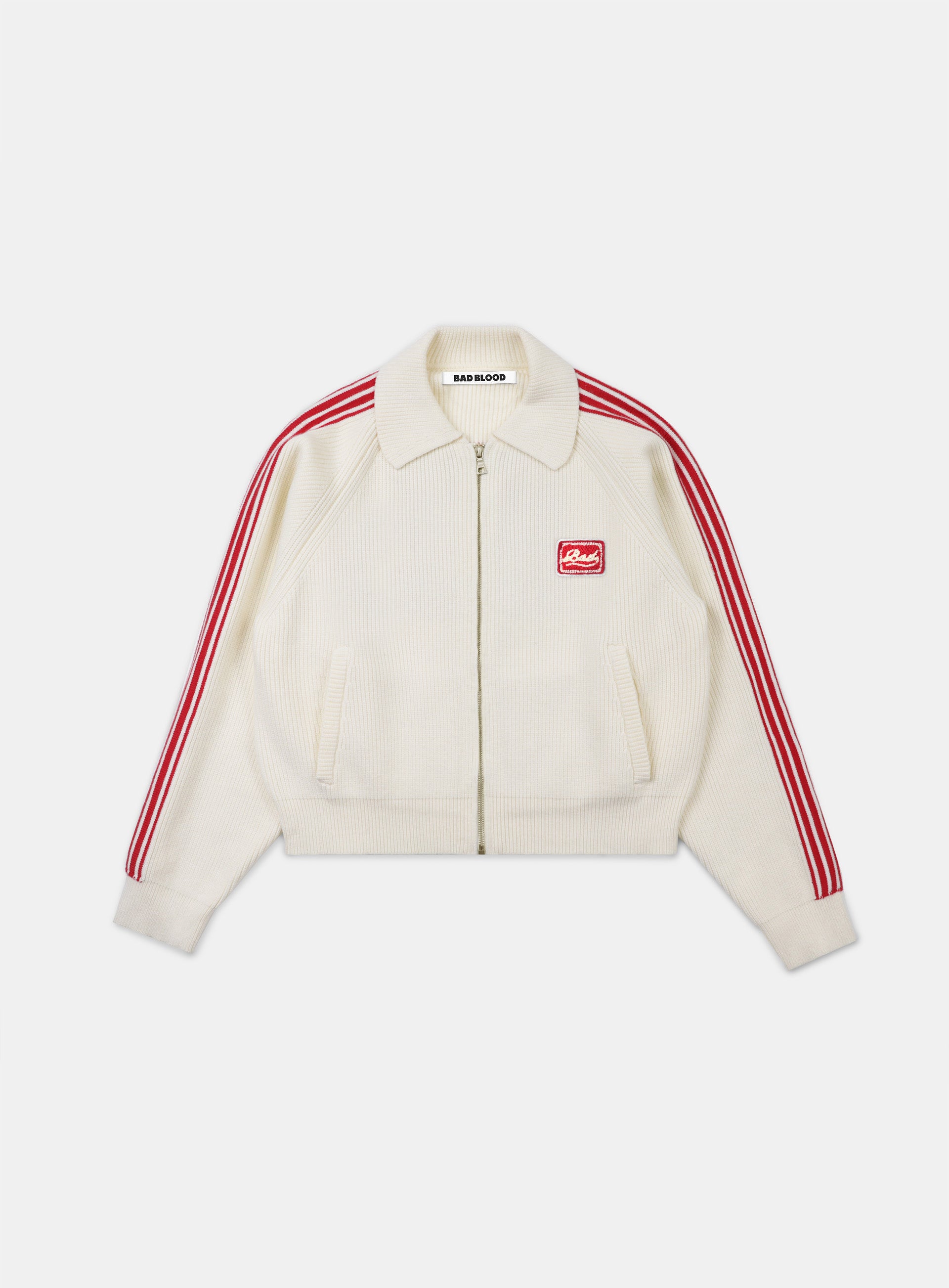 Badlood Billy Track Zip-Up Sweater - Cream