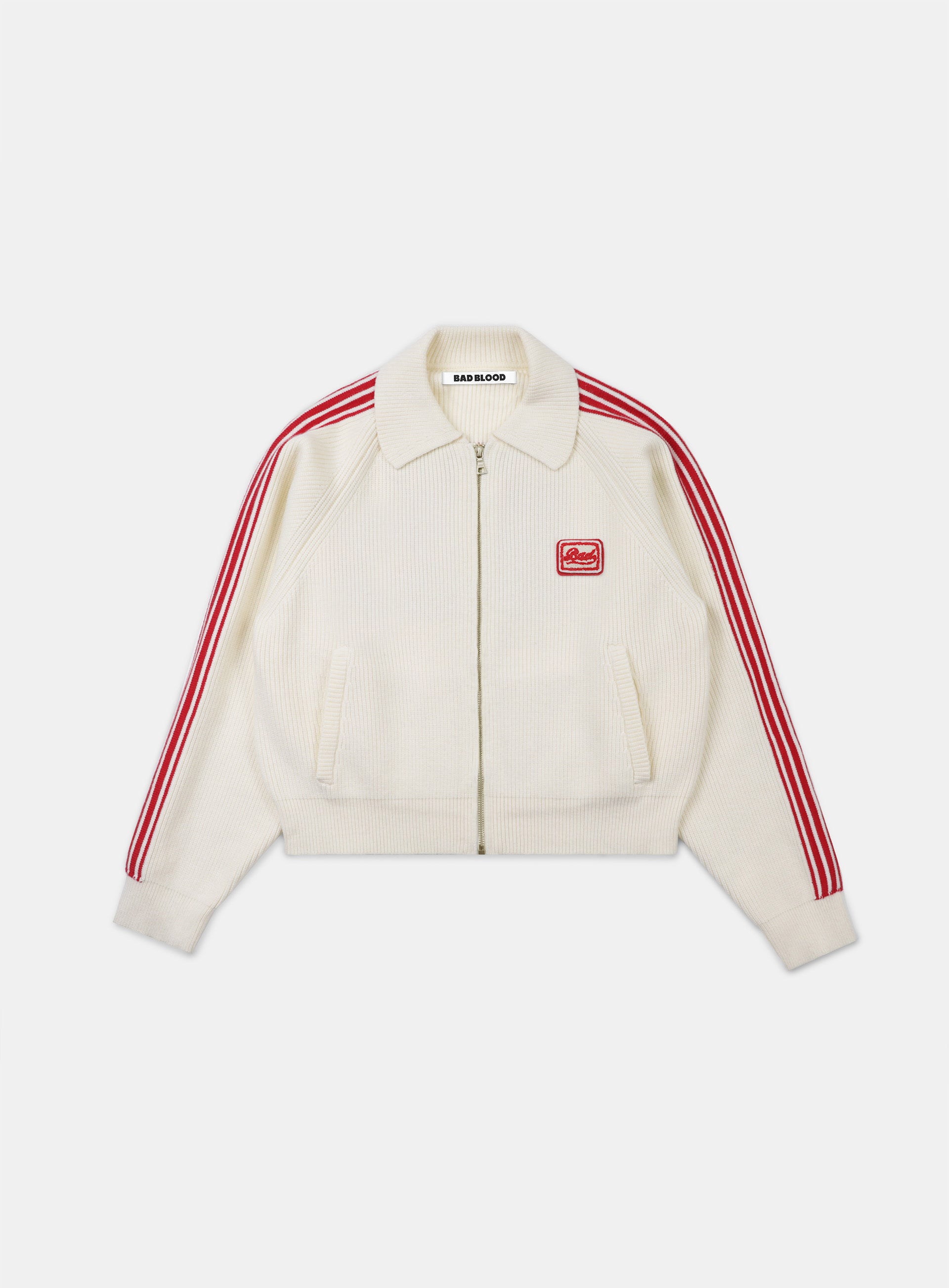 Badlood Billy Track Zip-Up Sweater - Cream