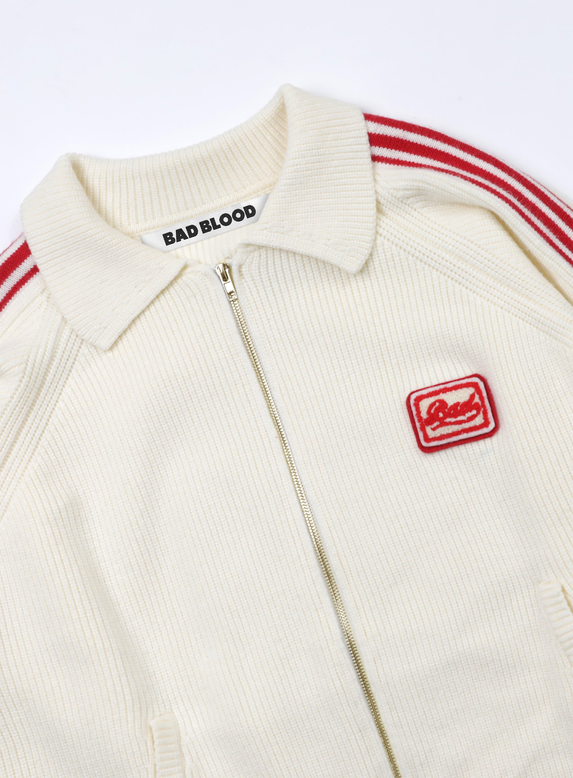 Badlood Billy Track Zip-Up Sweater - Cream