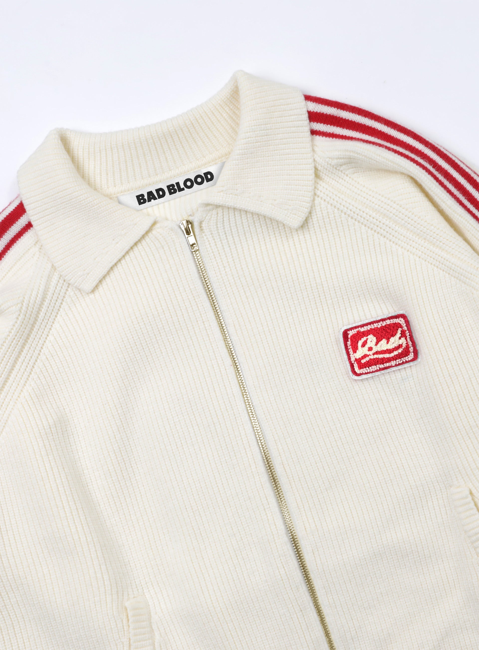 Badlood Billy Track Zip-Up Sweater - Cream