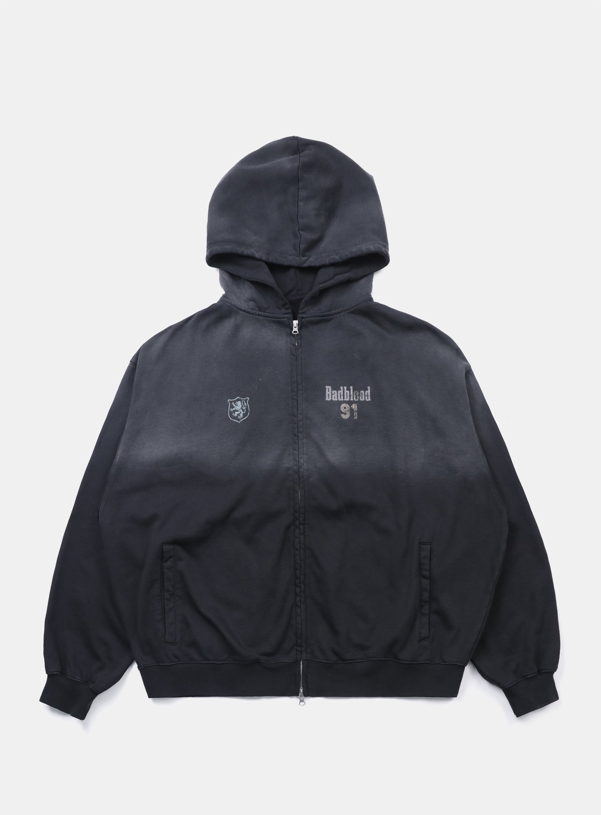 Badblood  Sun Faded 2 Hooded Zip-Up Black