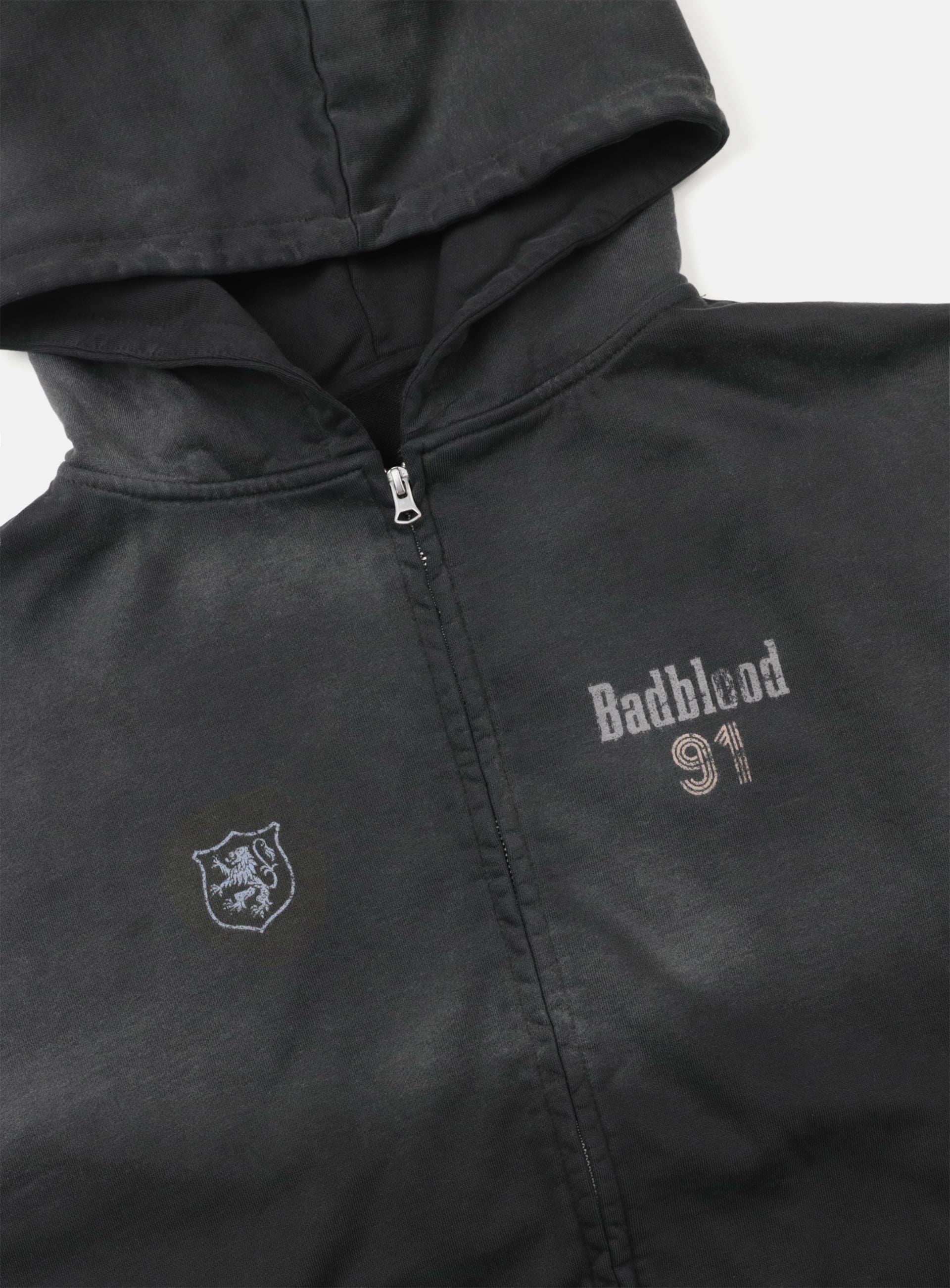 Badblood  Sun Faded 2 Hooded Zip-Up Black