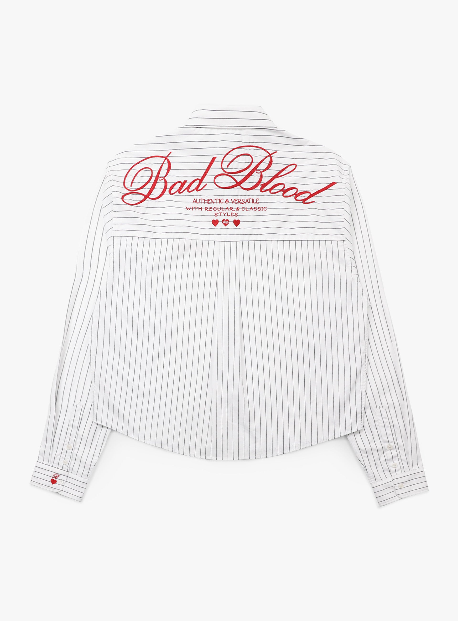 Badblood Classic Logo Long Sleeve Shirt White/Striped