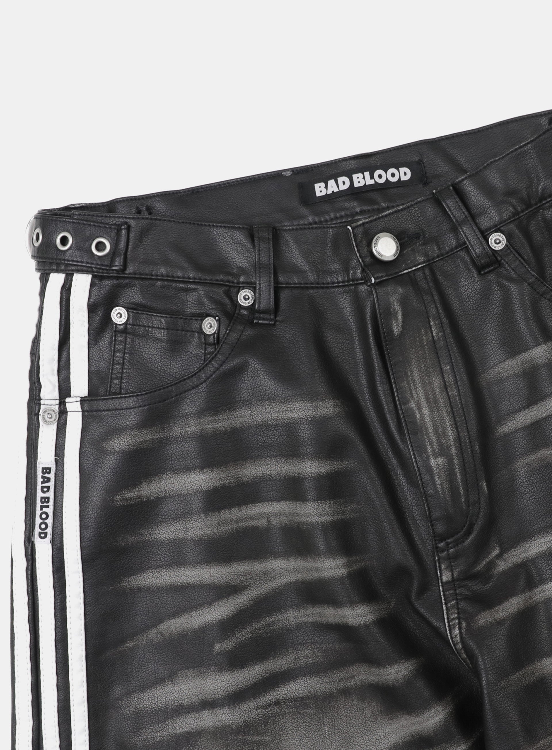 Badblood Billy Barrel Leather Track Pants Black