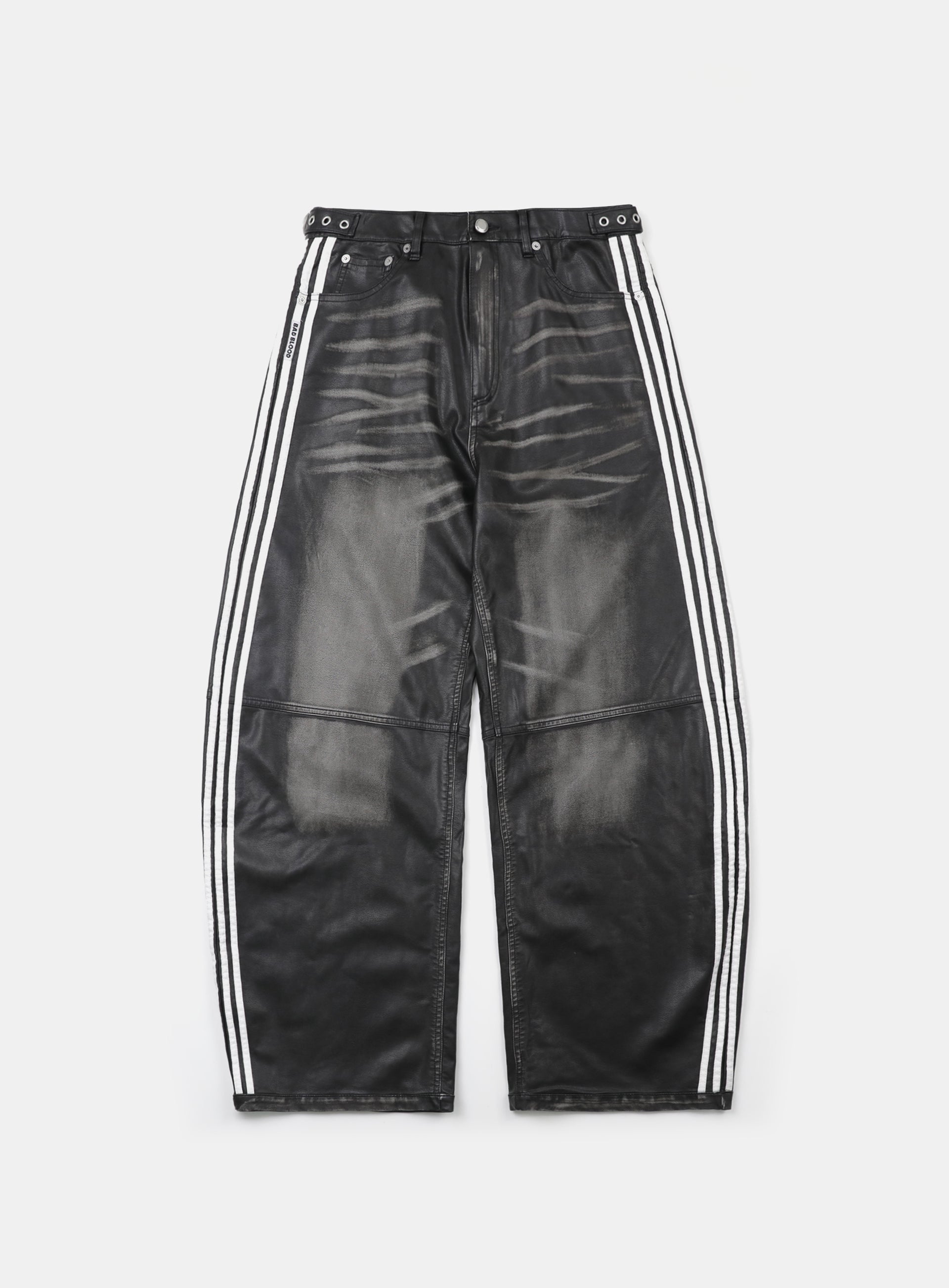 Badblood Billy Barrel Leather Track Pants Black