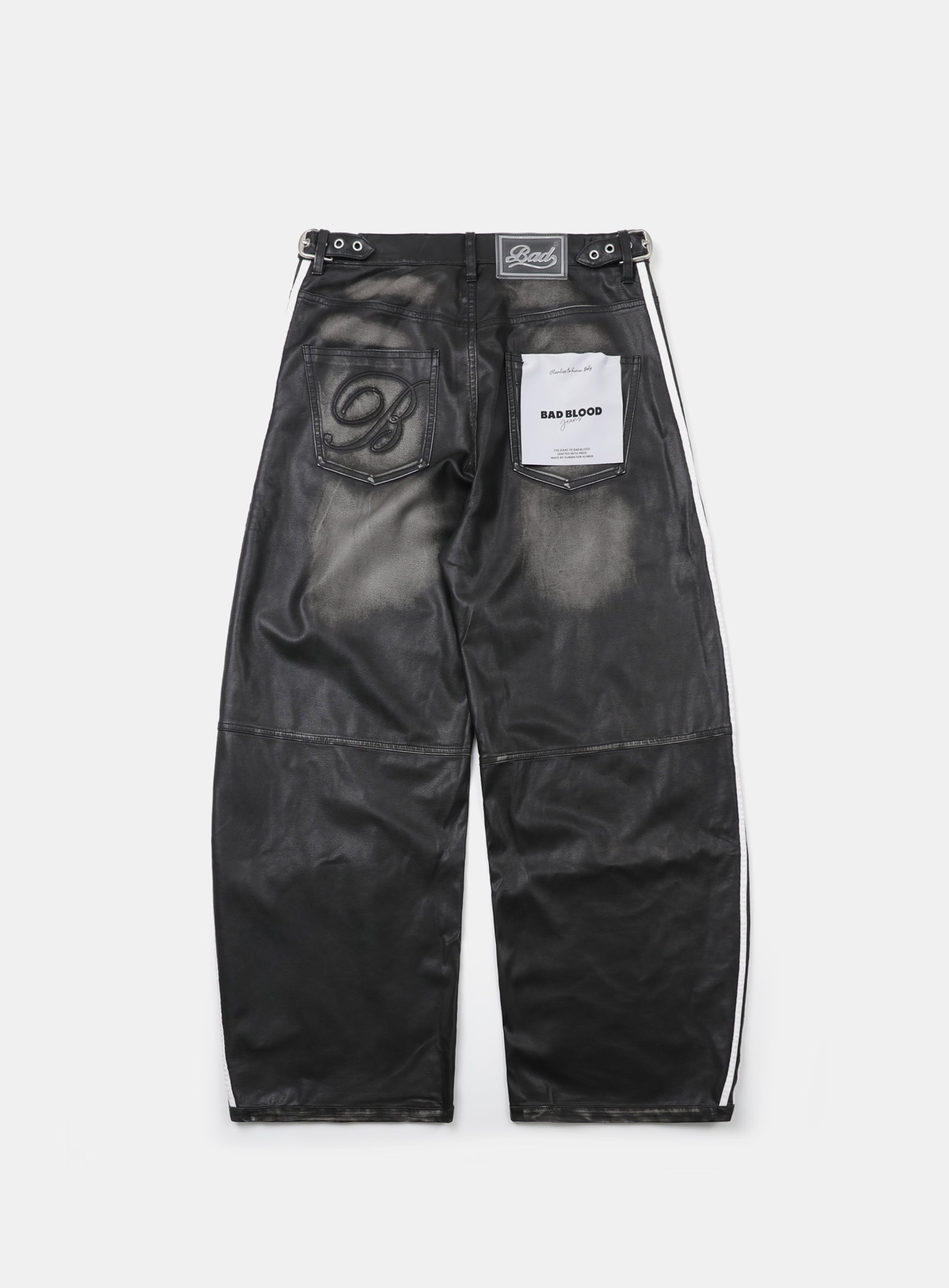 Badblood Billy Barrel Leather Track Pants Black