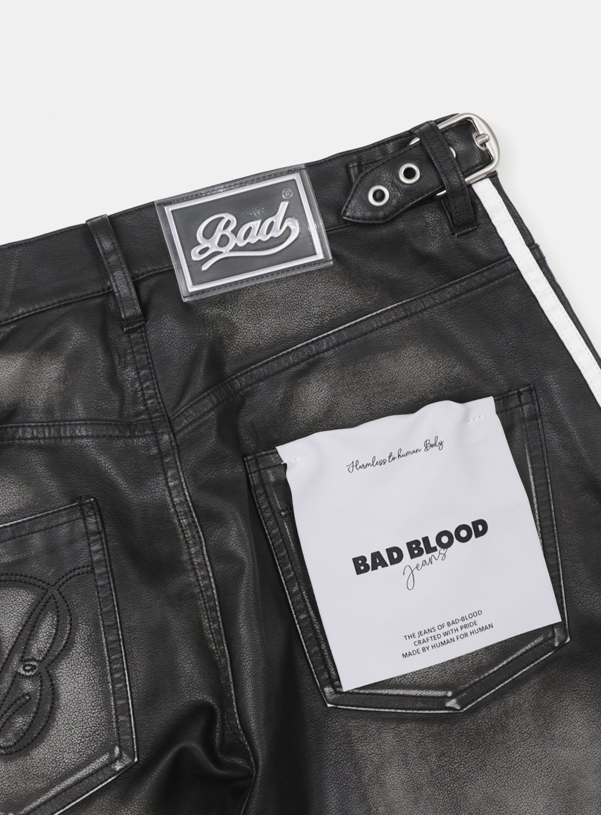 Badblood Billy Barrel Leather Track Pants Black