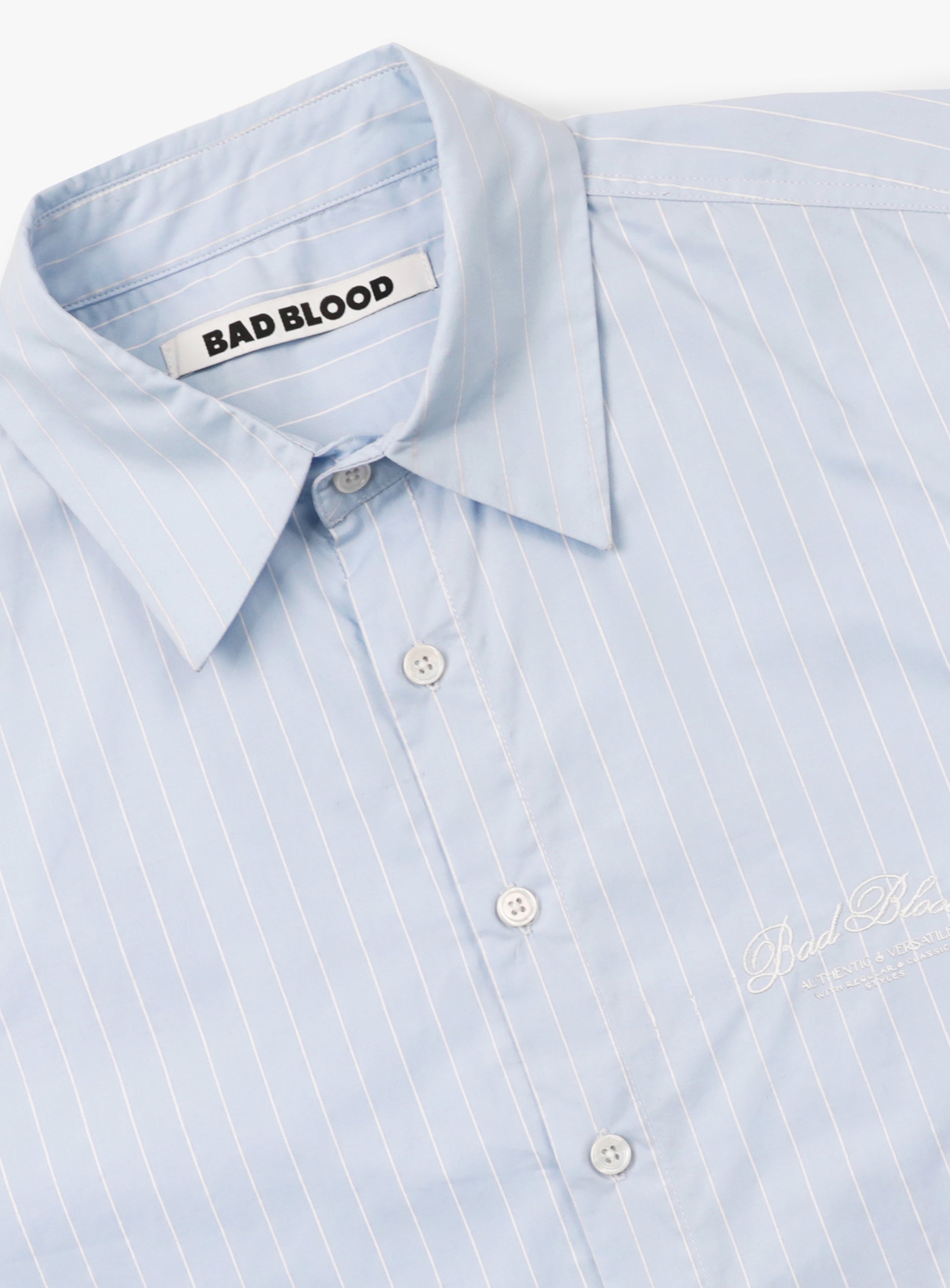 Badblood Classic Logo Long Sleeve Shirt Blue/Striped