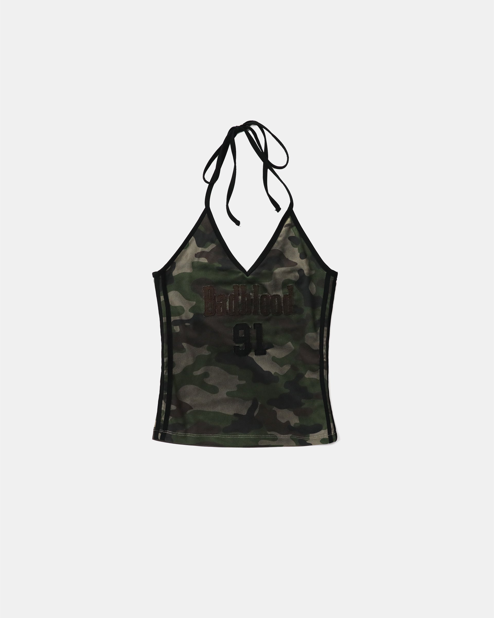 Badblood Vintage Club Halter Tank - Green Camo