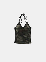 Badblood Vintage Club Halter Tank - Green Camo
