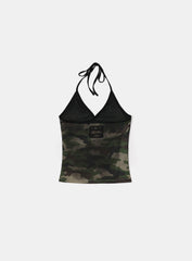 Badblood Vintage Club Halter Tank - Green Camo