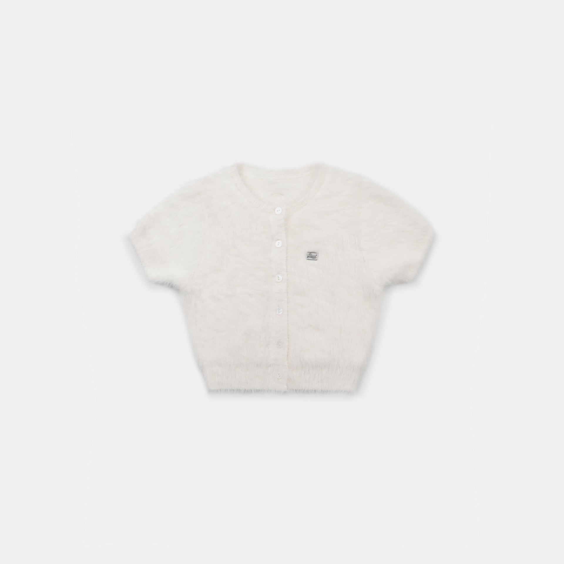 Badblood BS Mohair Round Short Sleeve Cardigan Cream