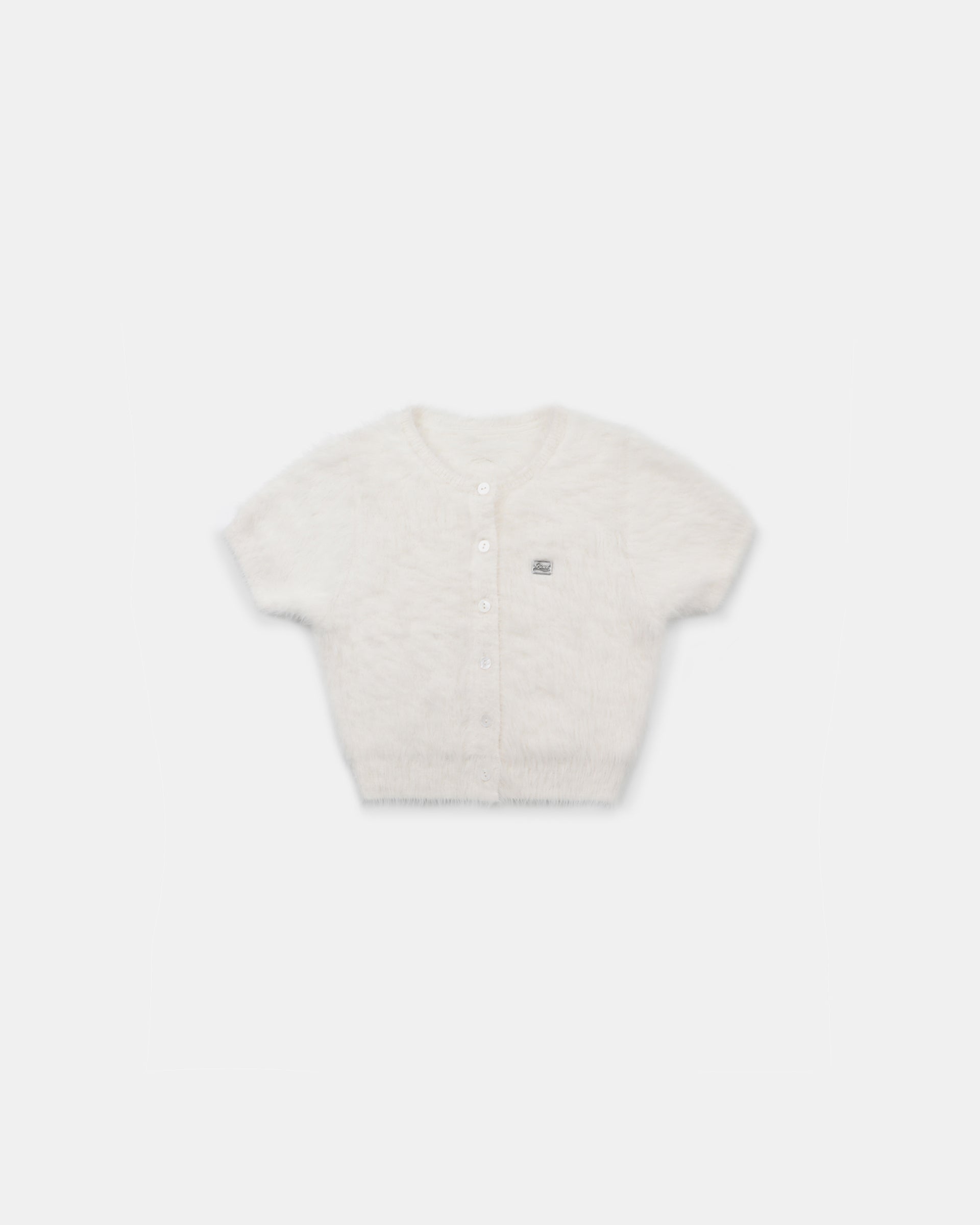 Badblood BS Mohair Round Short Sleeve Cardigan Cream