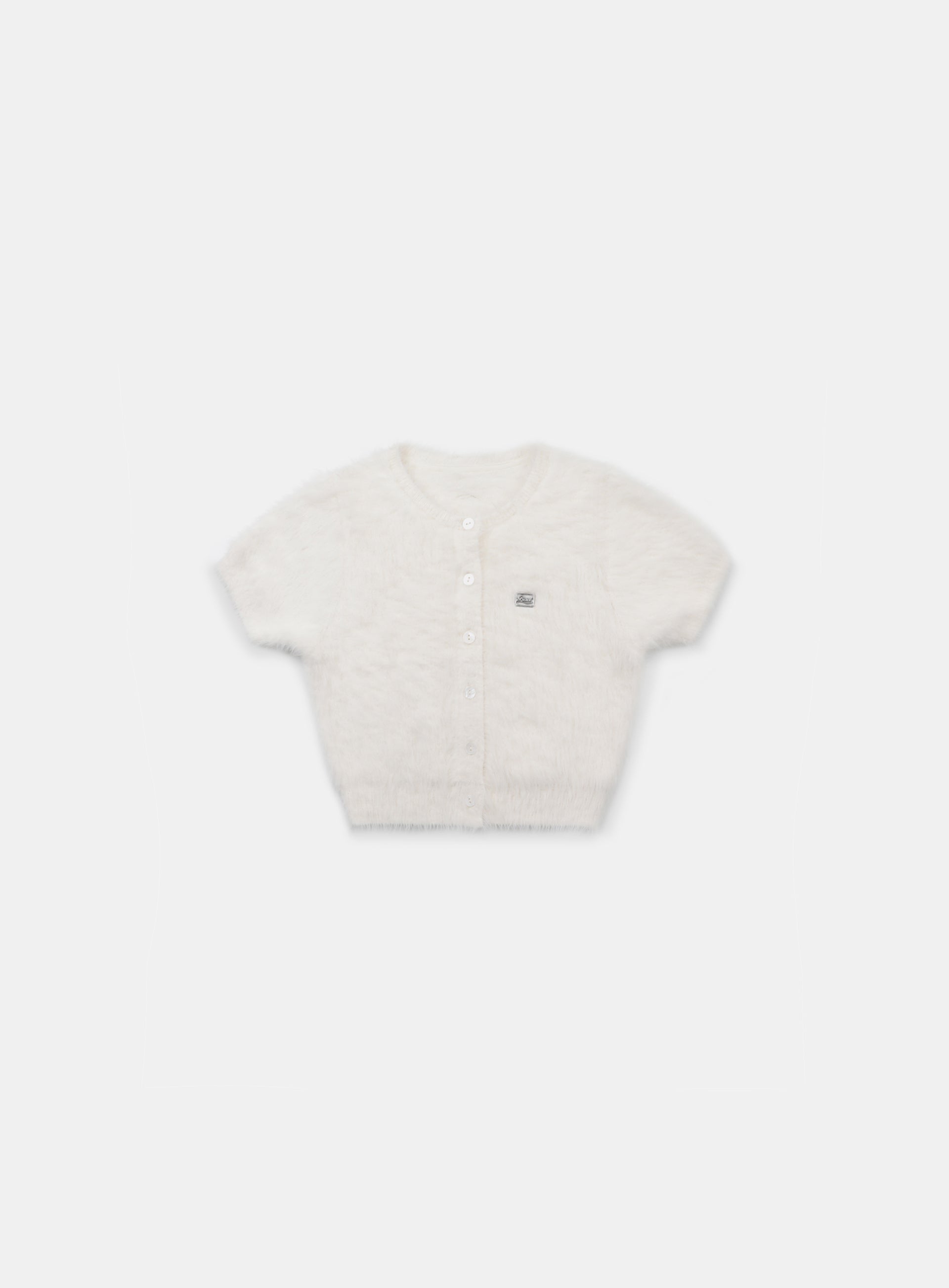 Badblood BS Mohair Round Short Sleeve Cardigan Cream