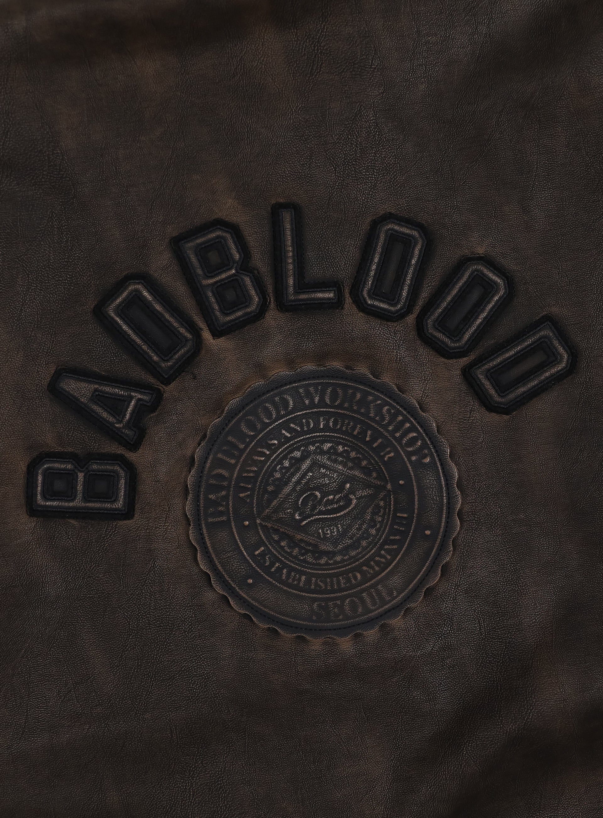 Badblood Leather Harrington Jacket Washed Brown