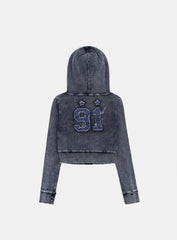 Badblood Rusty Denim Hoodie Slim Fit Blue