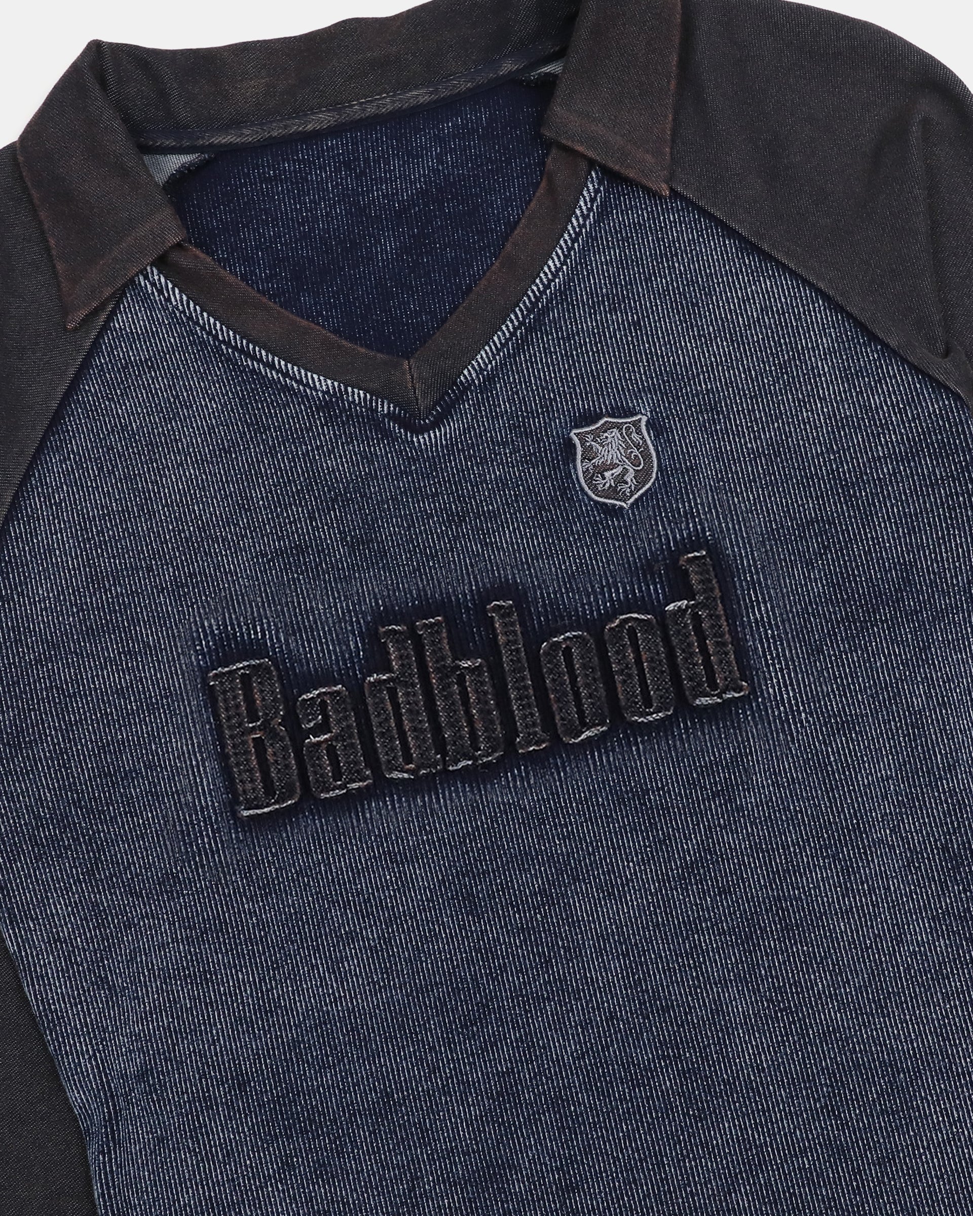 Badblood Rusty Denim V-Neck Long Sleeve Blue