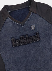 Badblood Rusty Denim V-Neck Long Sleeve Blue