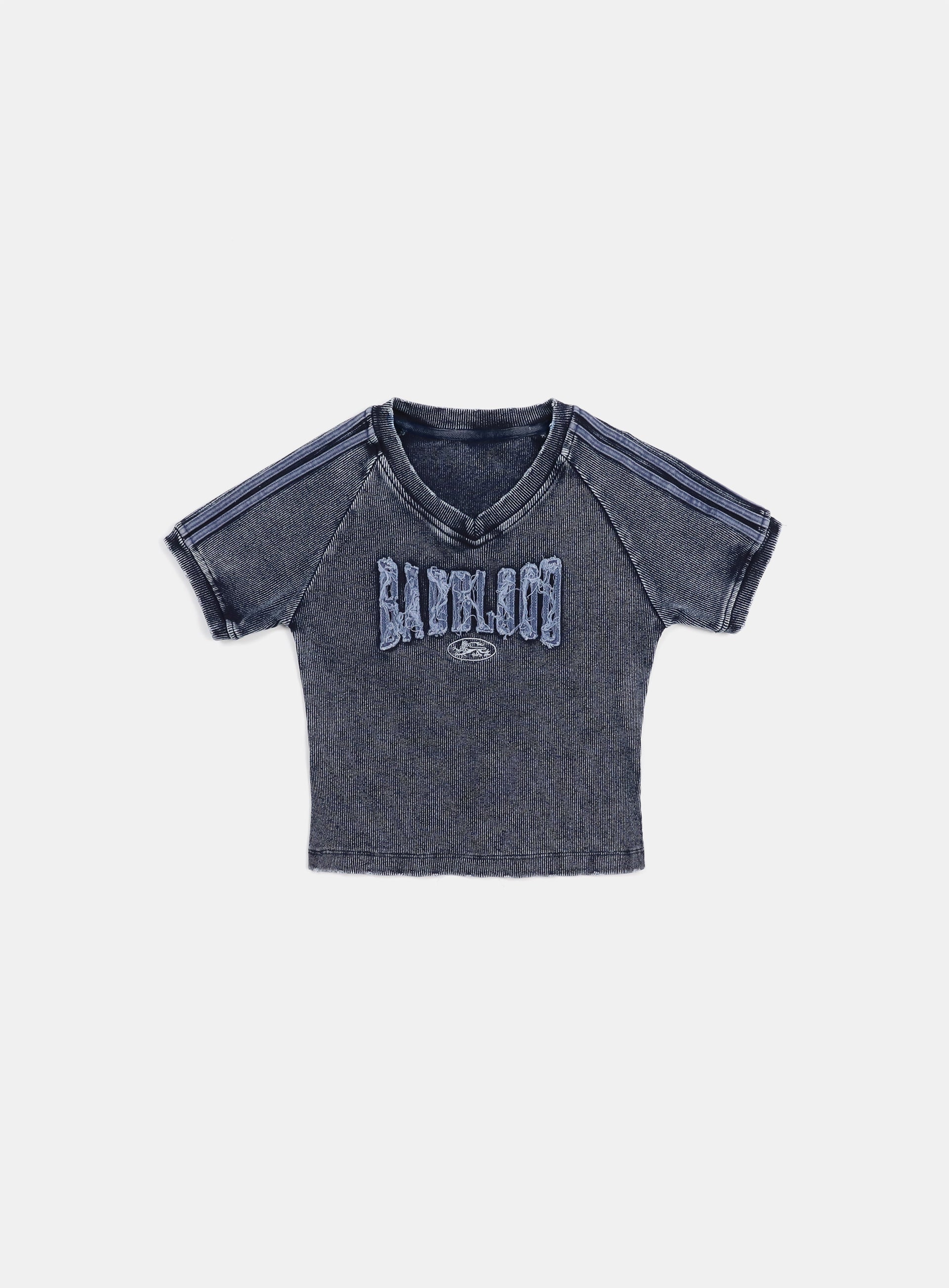 Badblood Rusty Denim V-Neck T-Shirt Blue