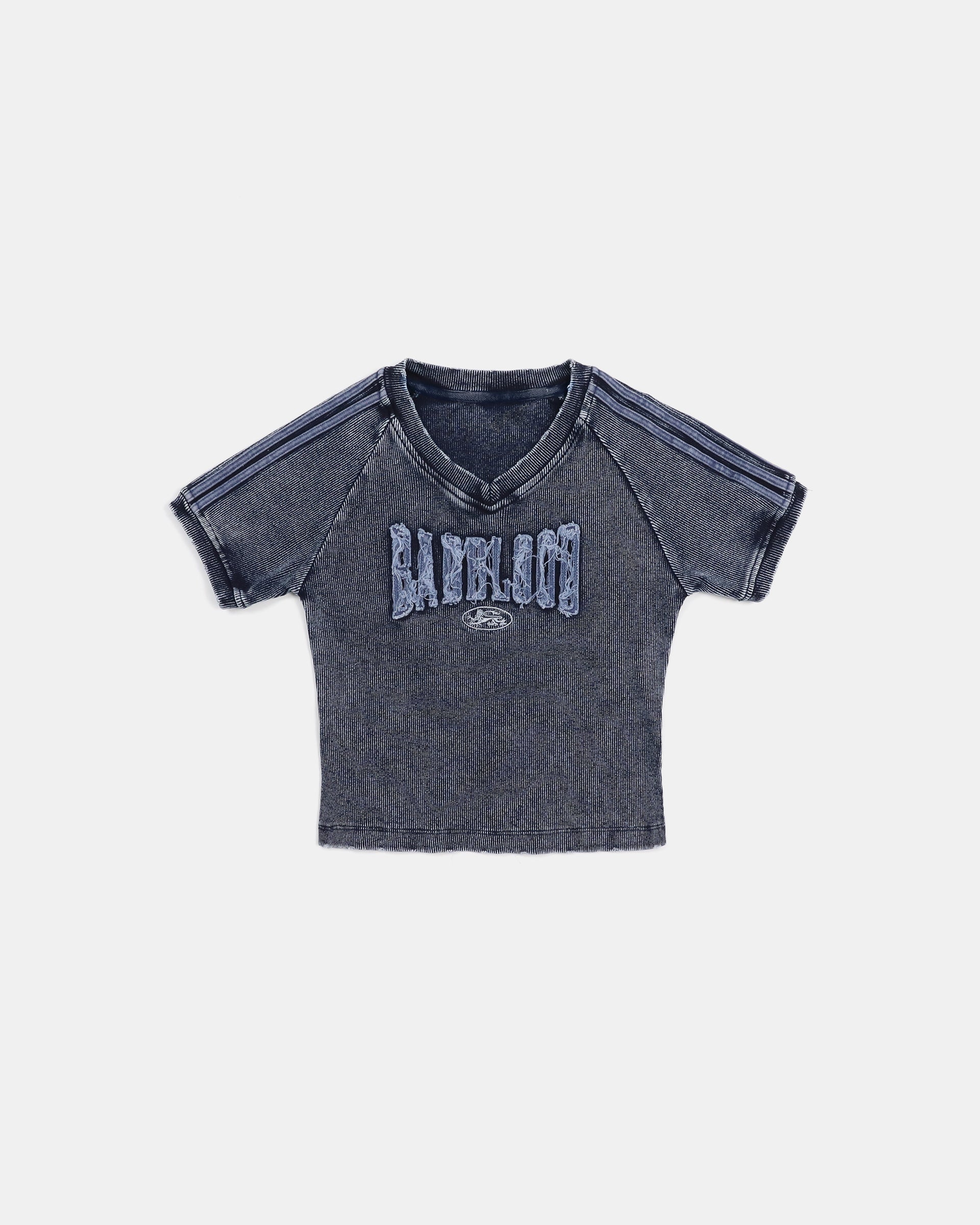 Badblood Rusty Denim V-Neck T-Shirt Blue